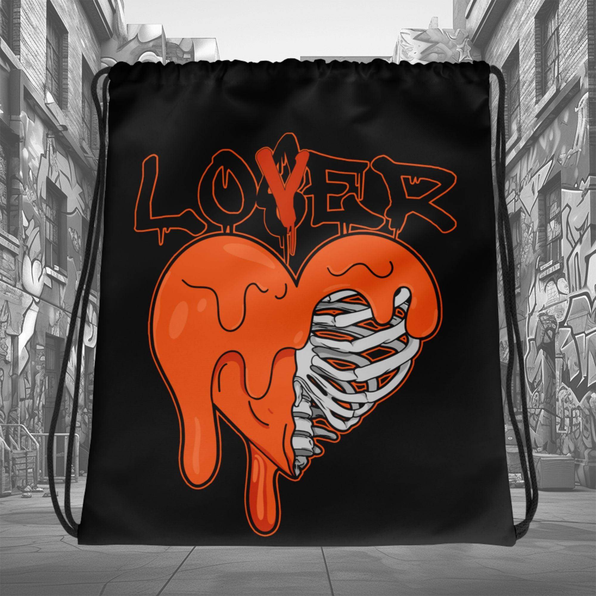 WNBA All-Star Brilliant Orange 12s DopeStar Drawstring Bag Lover Loser (Black)