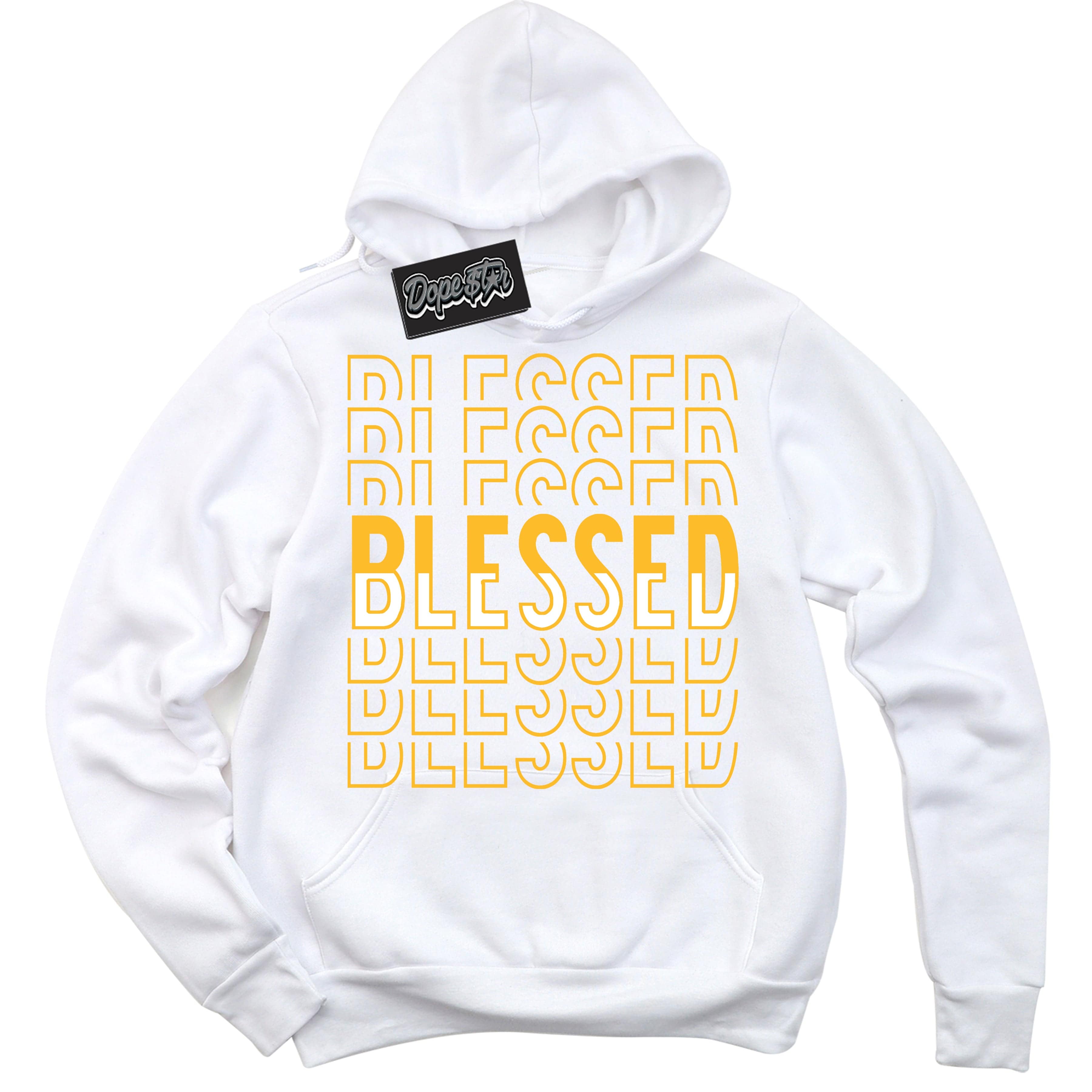 White University Gold DopeStar Hoodie Blessed Stacked Graphic