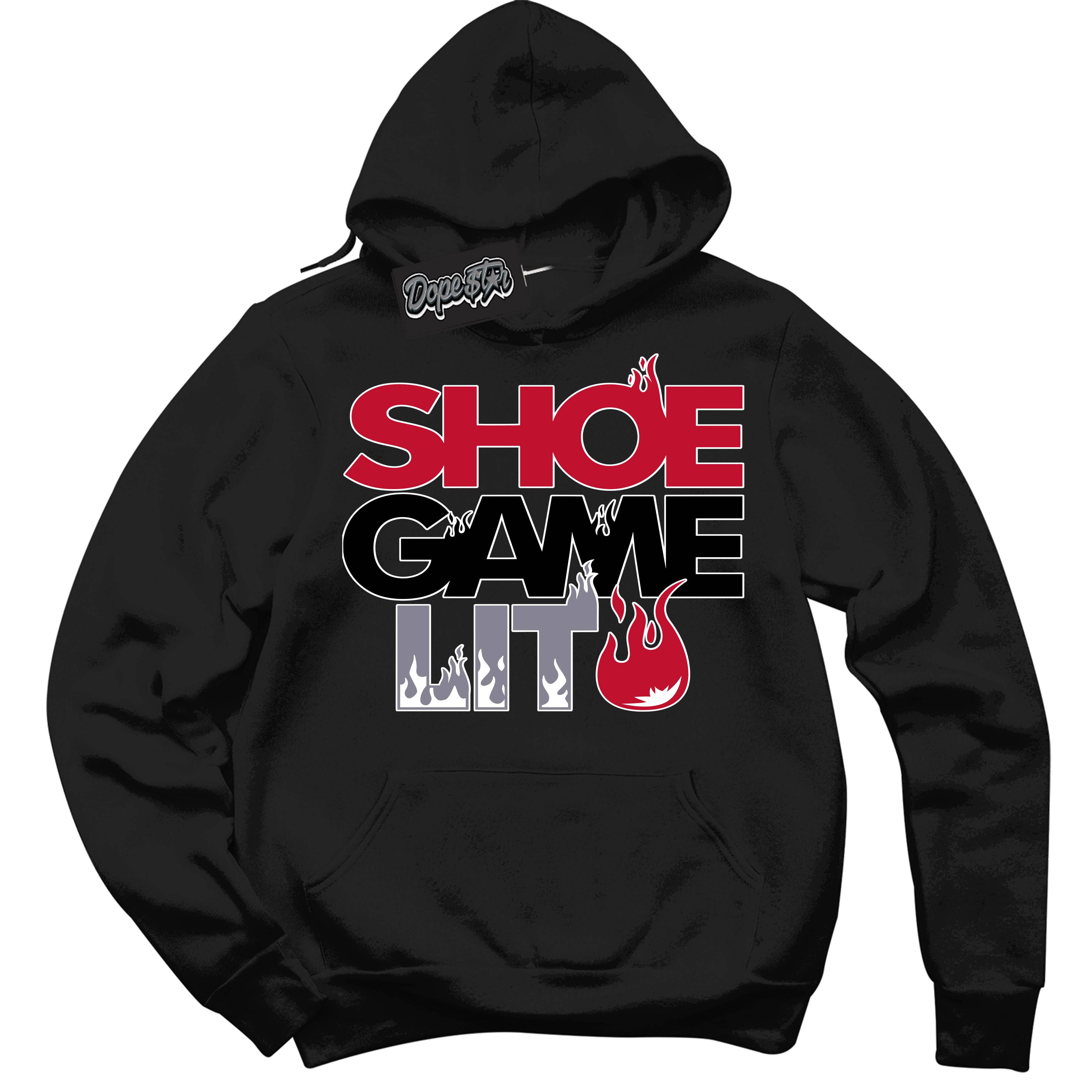 Cement Grey Fire Red 1s DopeStar Hoodie Shoe Game Lit Graphic