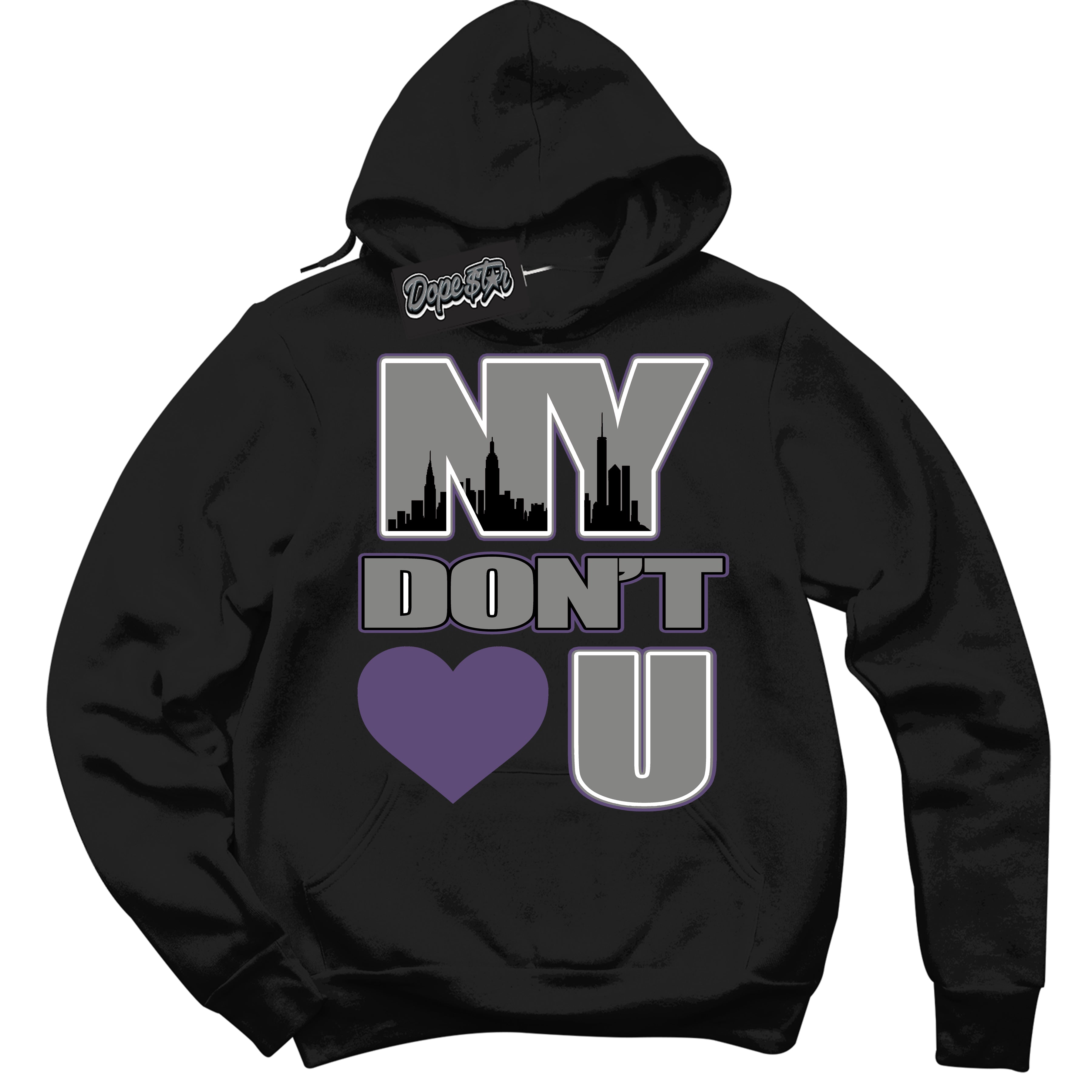 Cool Black Hoodie with “ NY Don't Love You ”  design that Perfectly Matches Punk Rock 1s Sneakers.