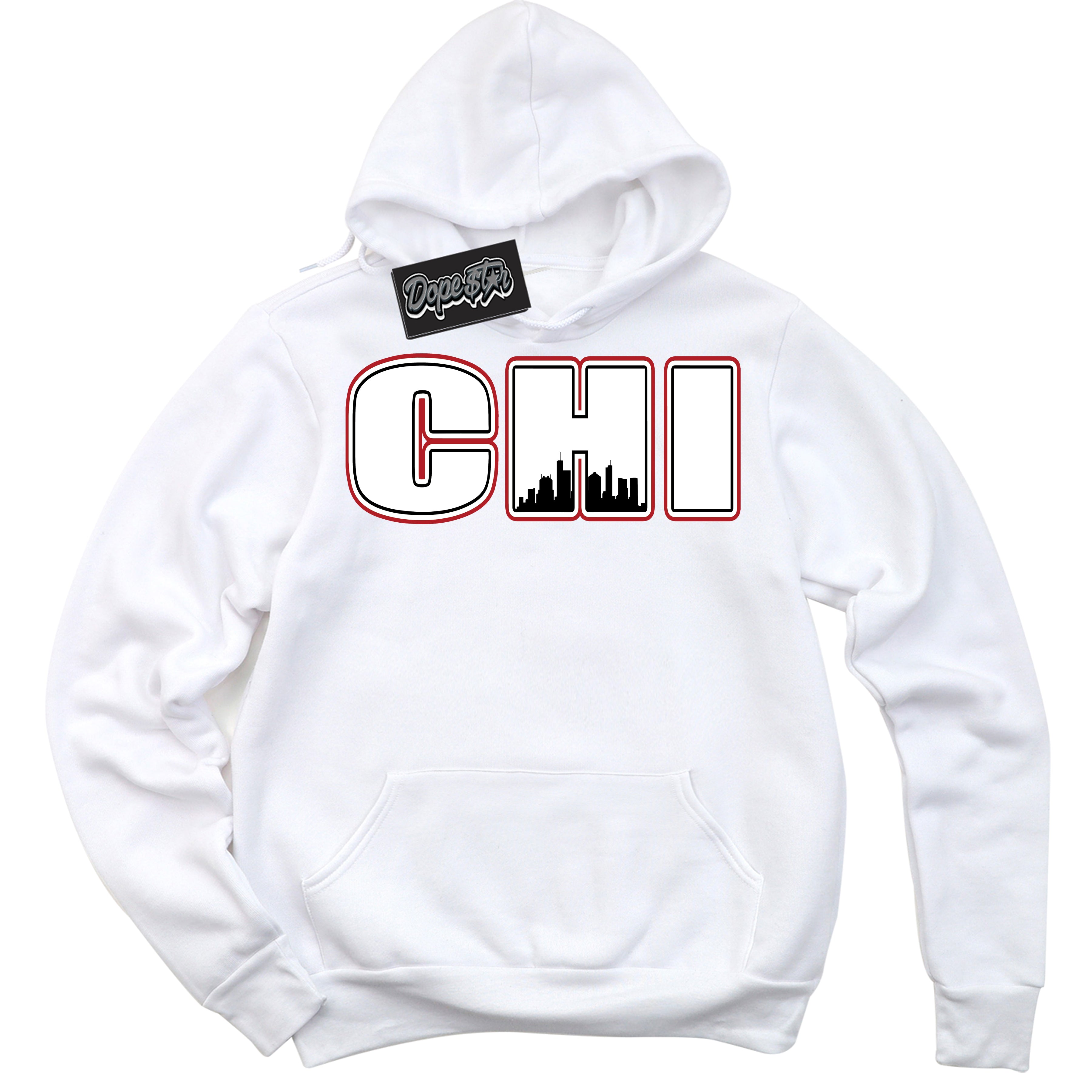 Cool White Hoodie with “ Chicago ”  design that Perfectly Matches Taxi Flip 12s Sneakers.