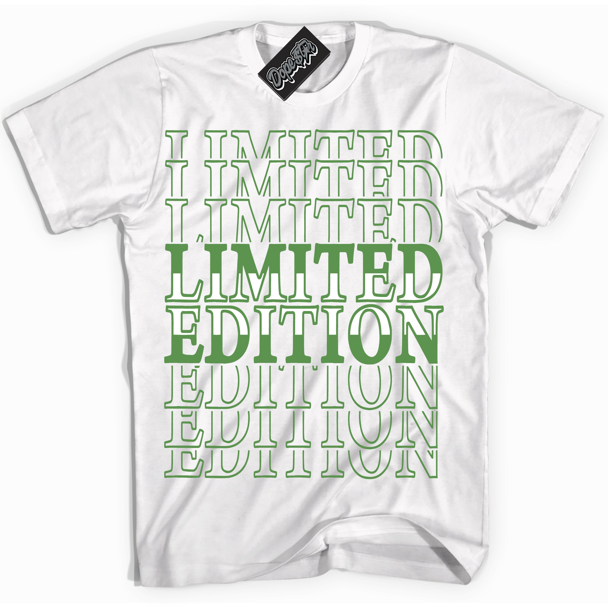 Cool White Shirt with “ Limited Edition ” design that perfectly matches Chlorophyll 1s Jordans.
