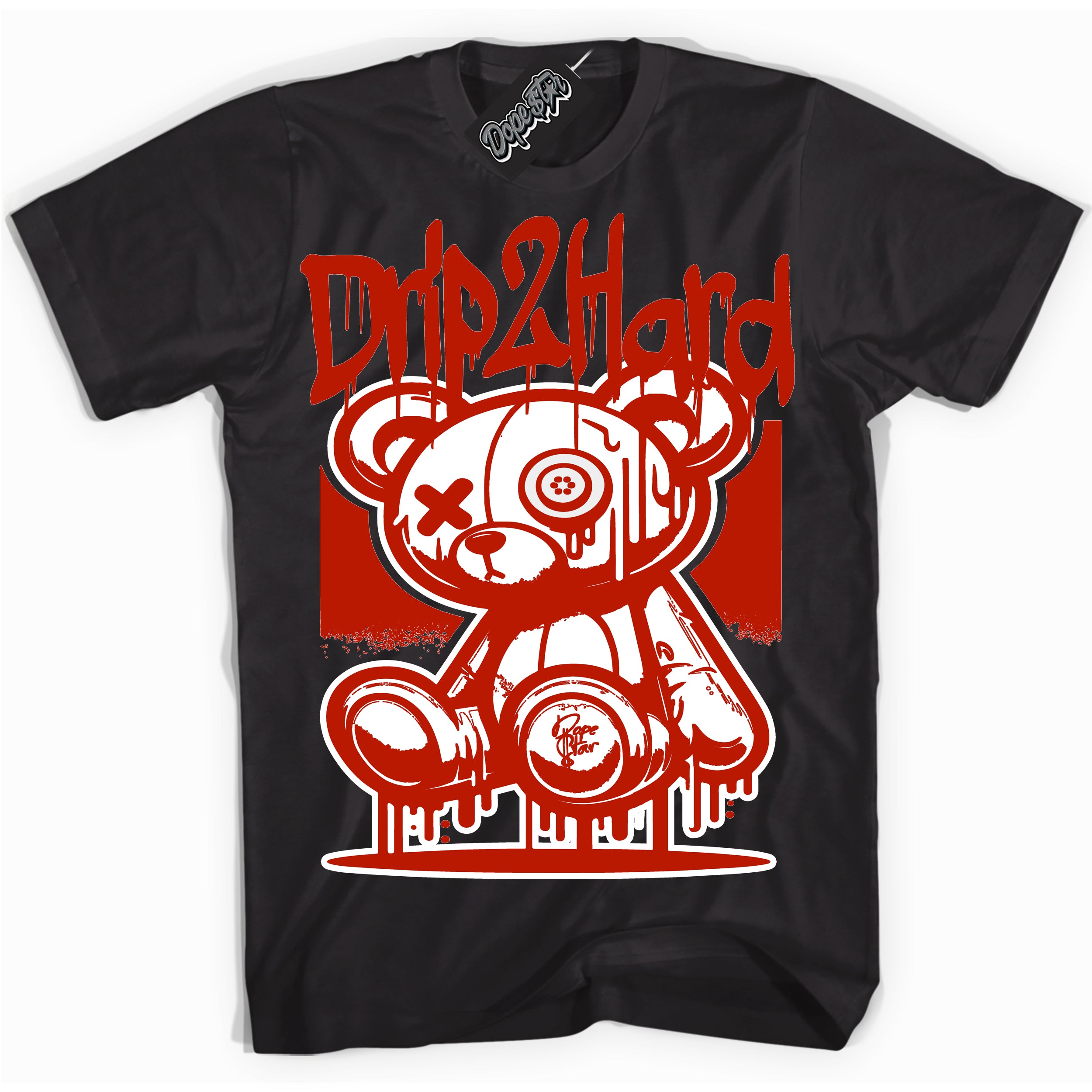 Cool Black graphic tee with “ Drip 2 Hard ” design, that perfectly matches Cherry 11s 