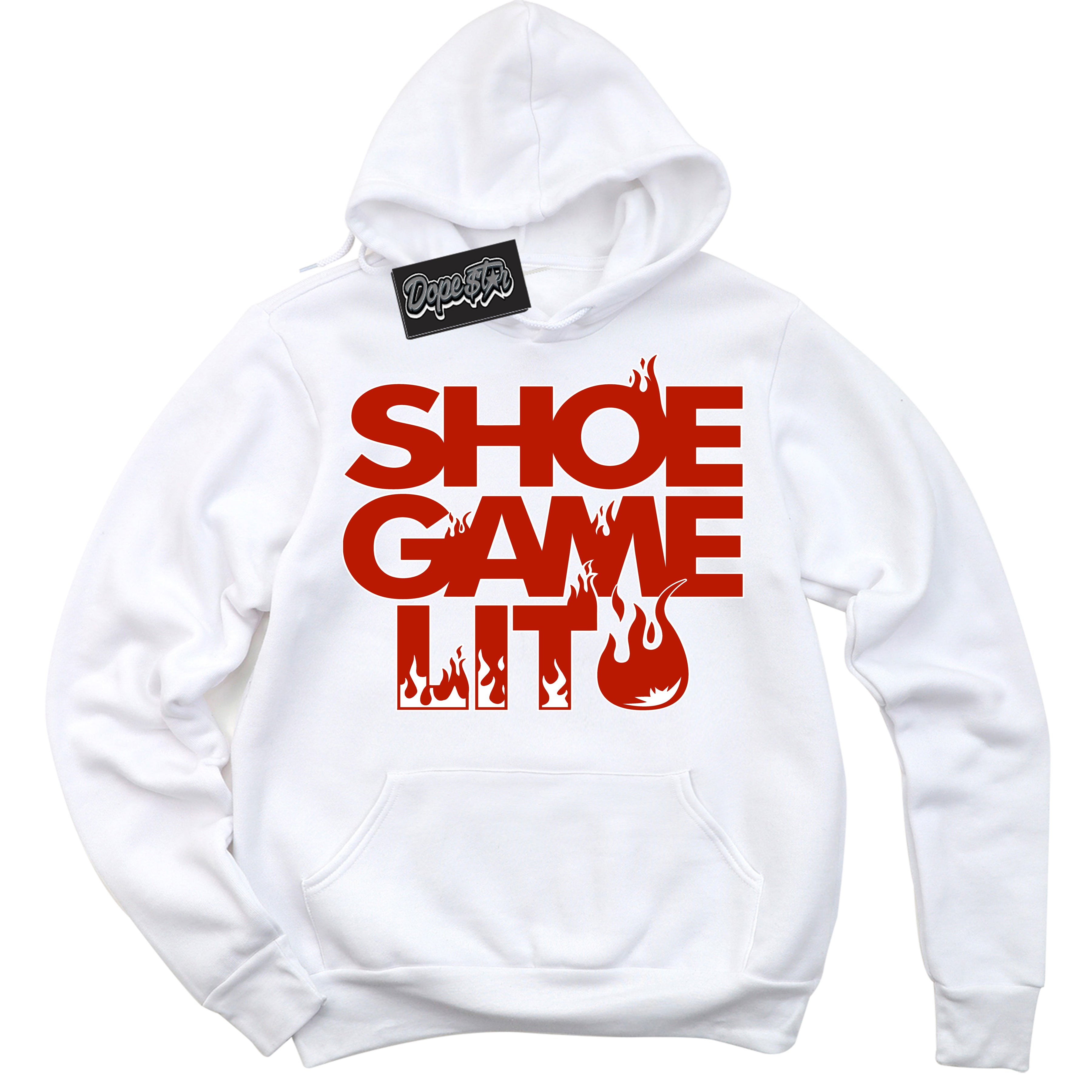 Cool White Hoodie with “ Shoe Game Lit '' design that Perfectly Matches  Cherry 11s Sneakers.