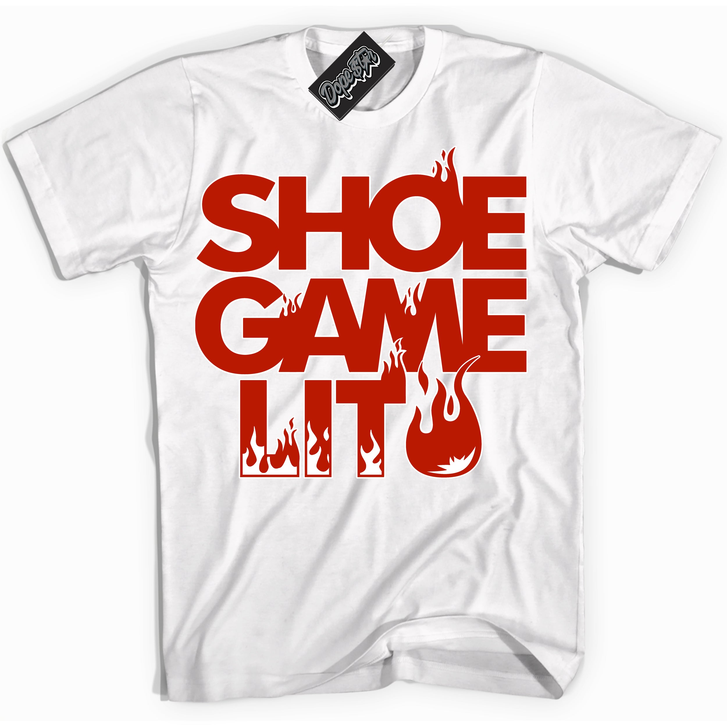 Cool White Shirt with “ Shoe Game Lit ” design that perfectly matches Cherry 11s Sneakers.