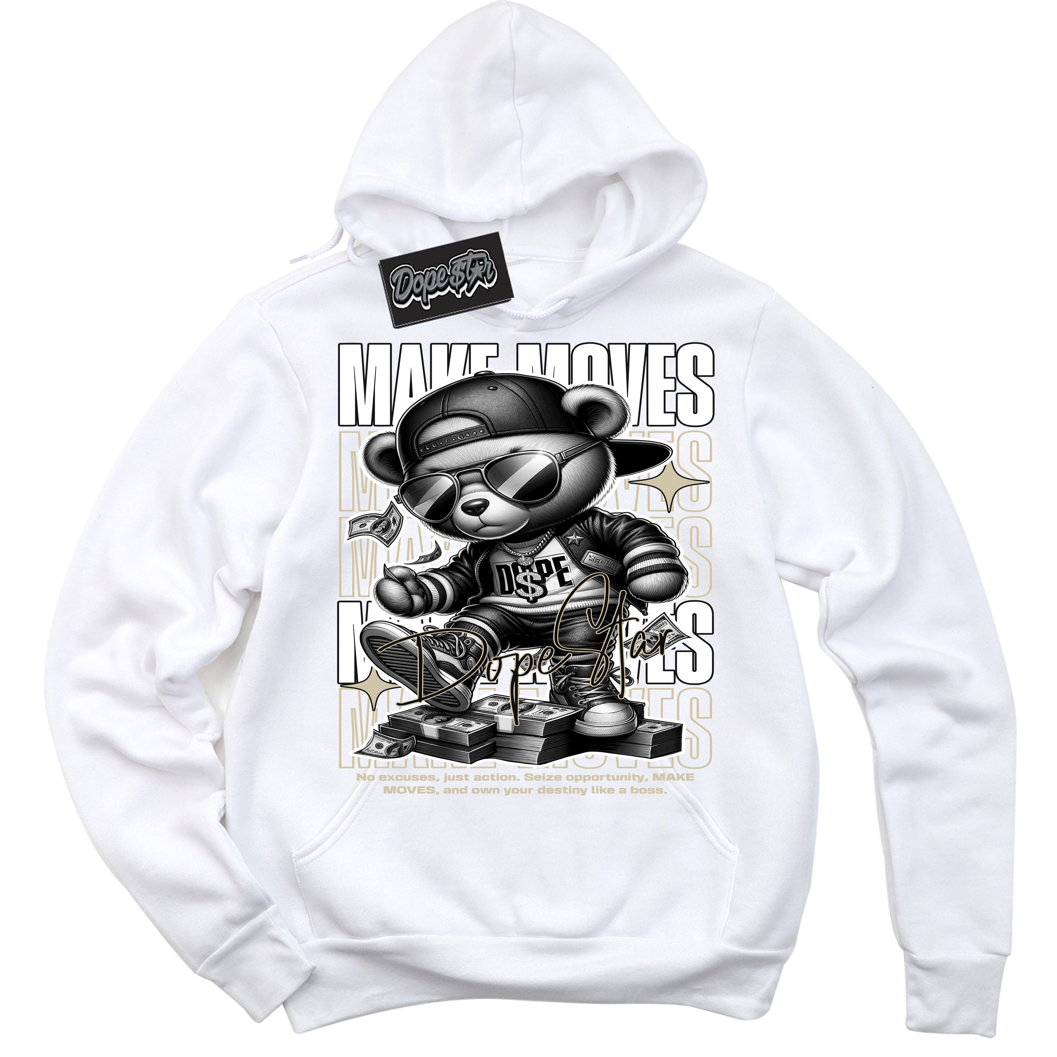 Cool White Hoodie with “ Makin Moves ”  design that Perfectly Matches Gratitude 11s Sneakers.