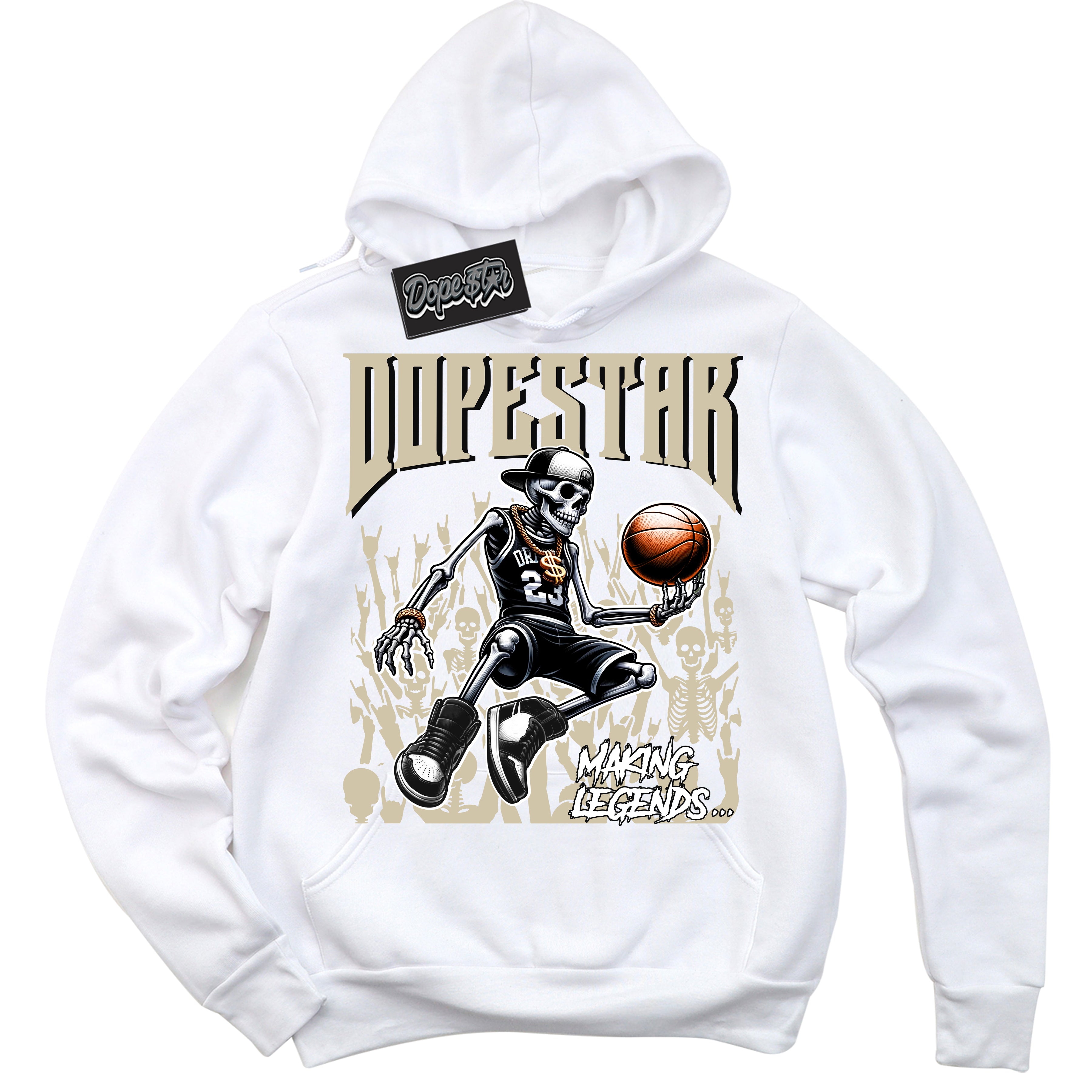 Cool White Hoodie with “ Making Legends ”  design that Perfectly Matches Gratitude 11s Sneakers.