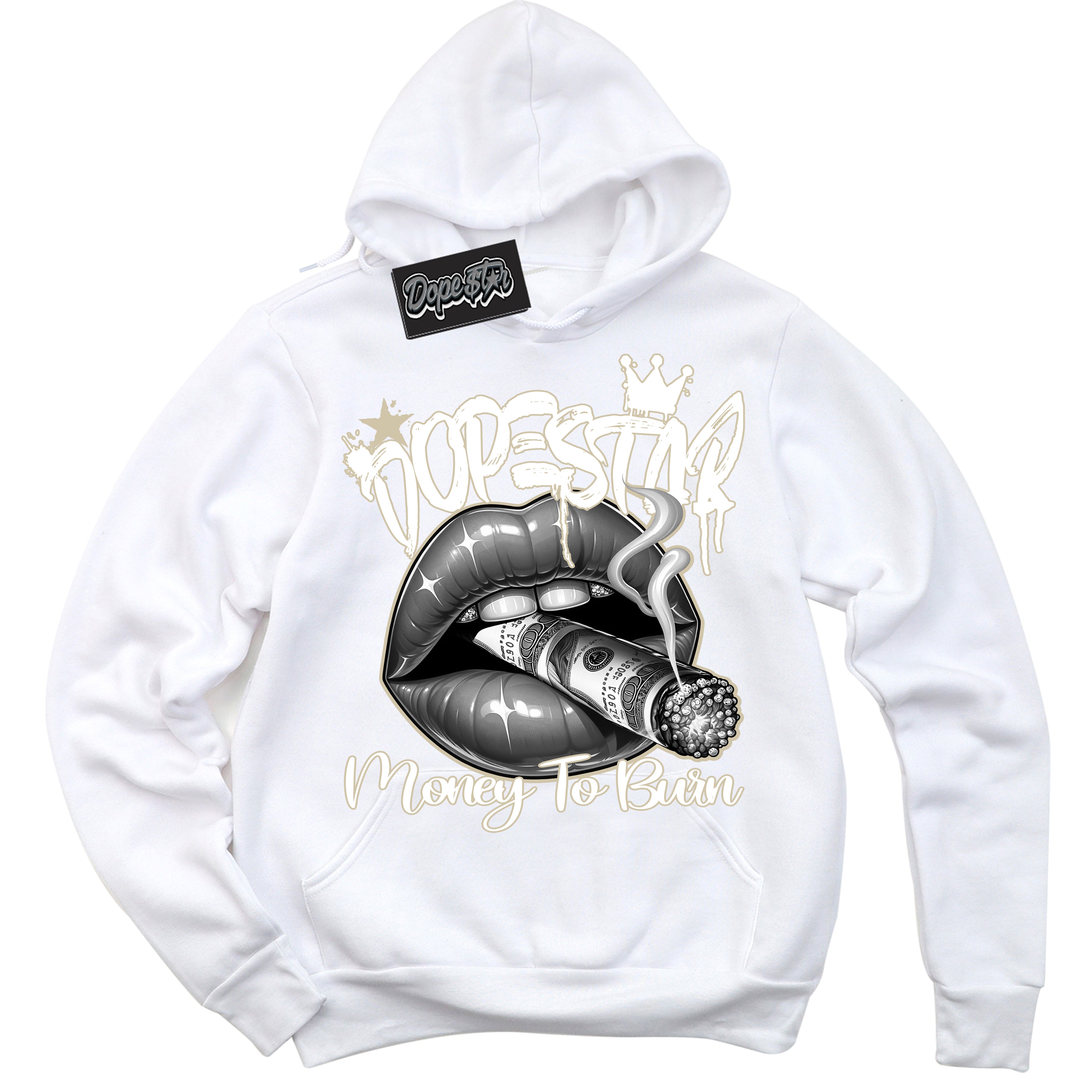 Cool White Hoodie with “ Money To Burn ”  design that Perfectly Matches Gratitude 11s Sneakers.