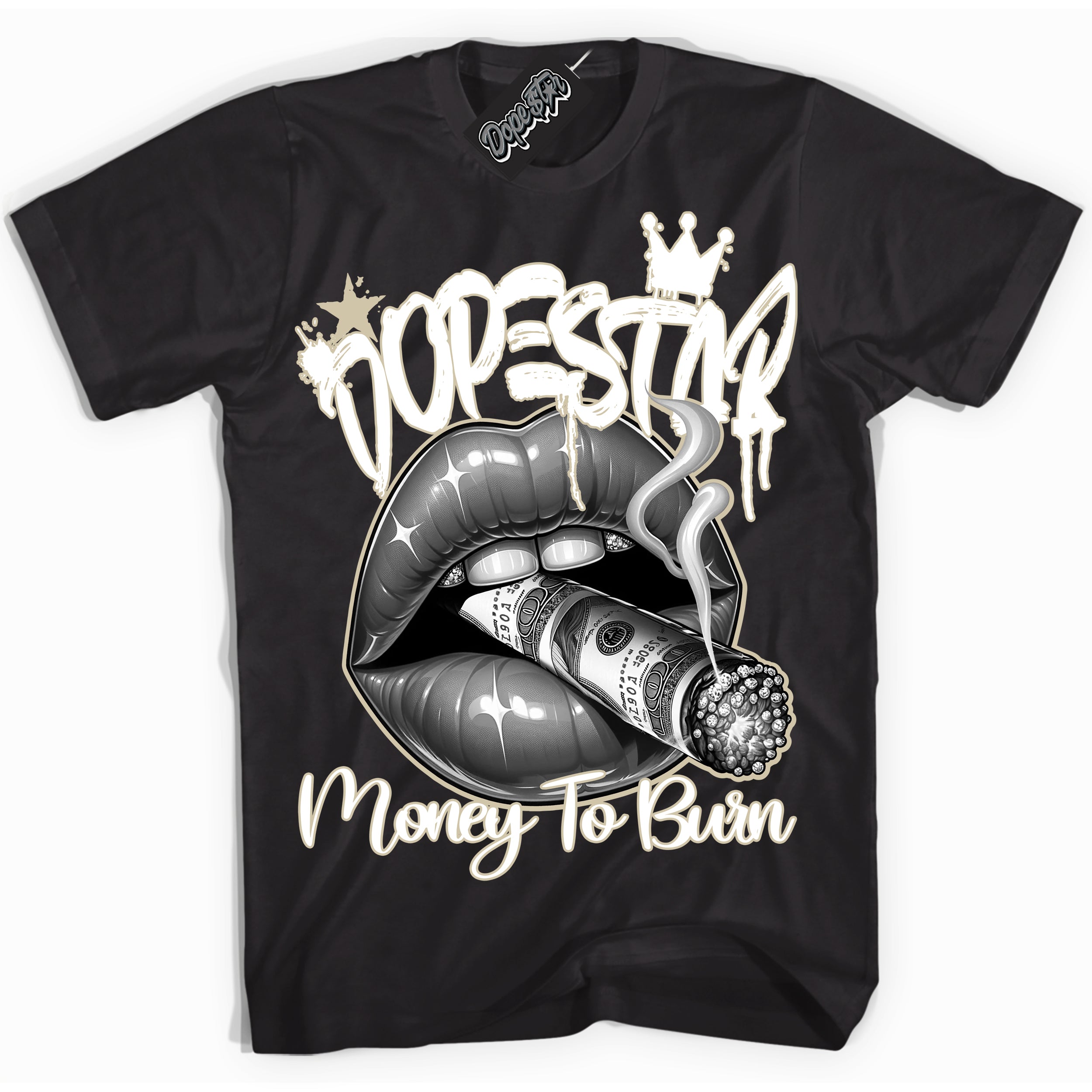 Cool Black Shirt with “ Money To Burn” design that perfectly matches Gratitude 11s Sneakers.