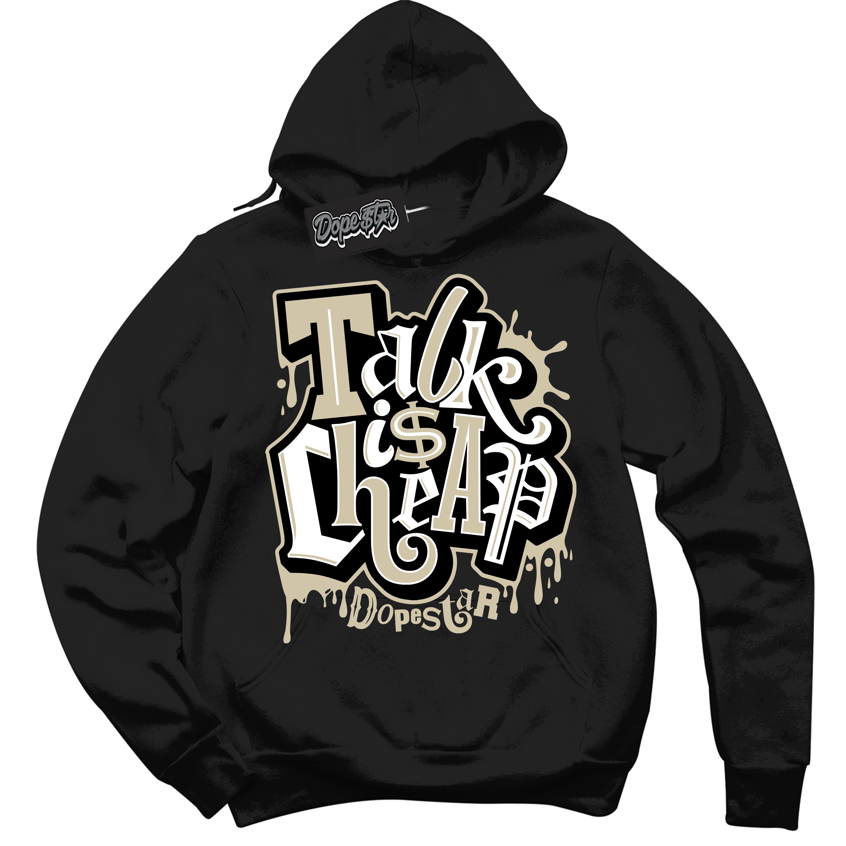 Cool Black Hoodie with “ Talk Is Cheap ”  design that Perfectly Matches Gratitude 11s Sneakers.