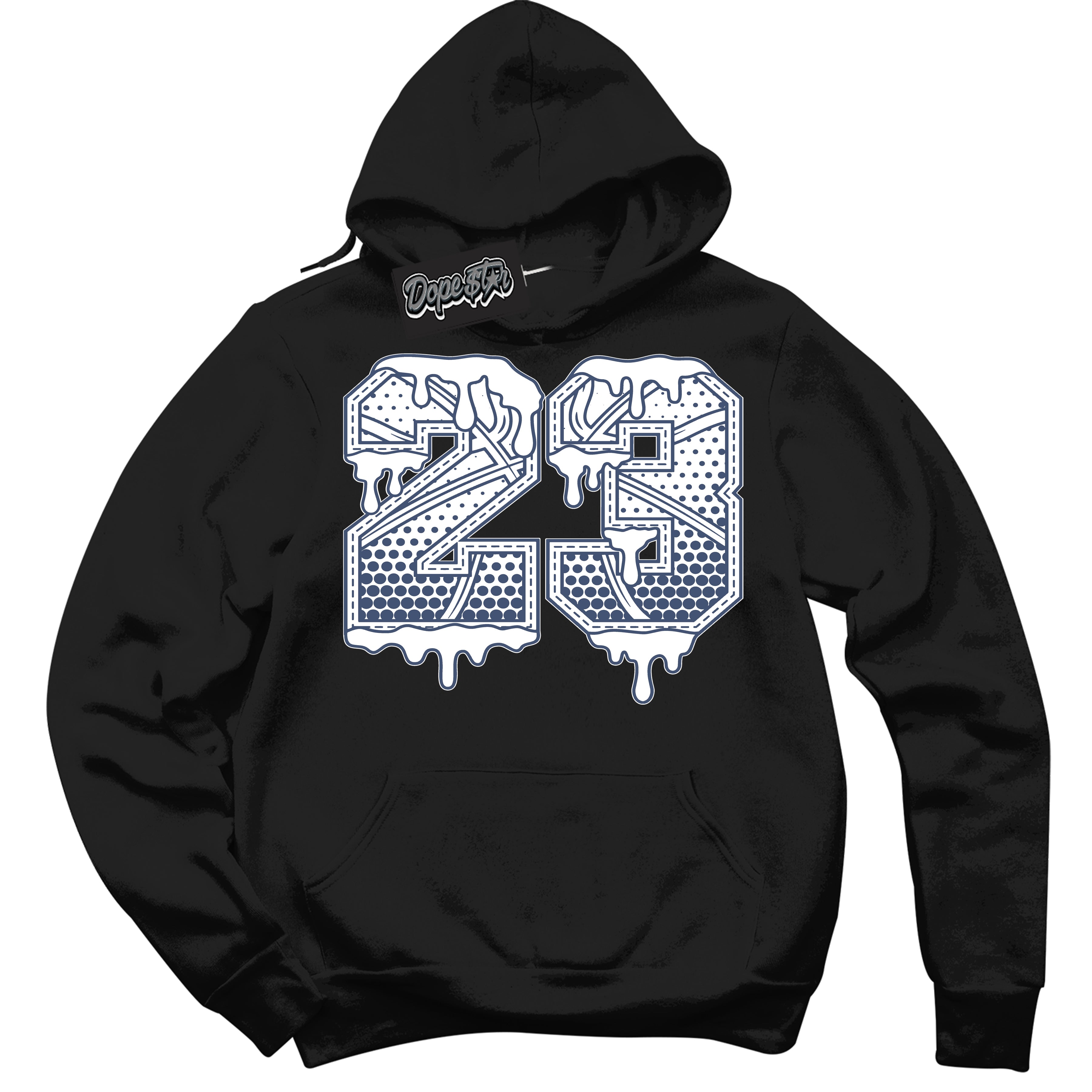 Cool Black Hoodie with “ 23 Ball ” design that Perfectly Matches Diffused Blue 11s Jordans.