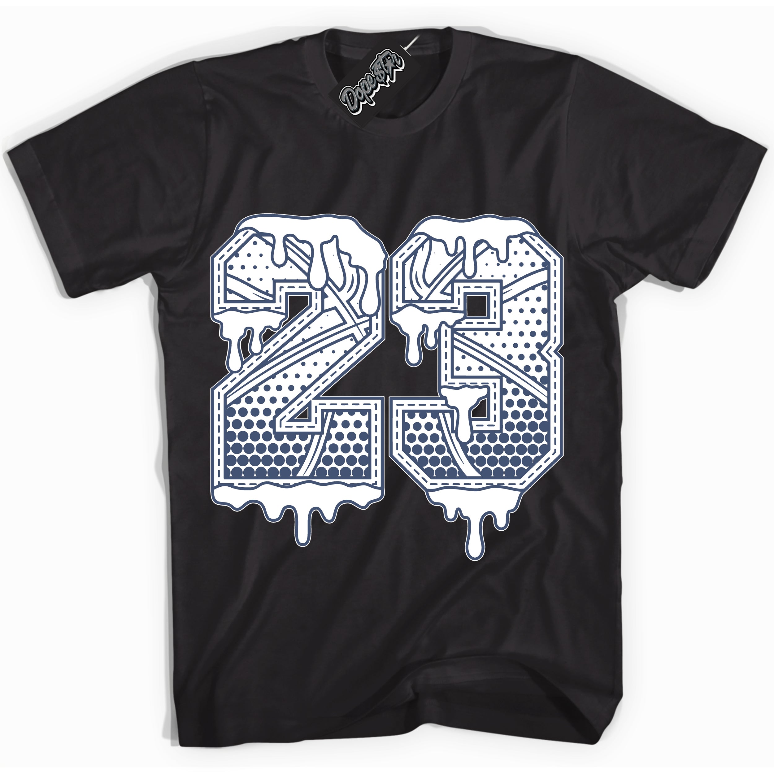 Cool Black Shirt with “ 23 Ball ” design that perfectly matches Diffused Blue 11s Jordans.