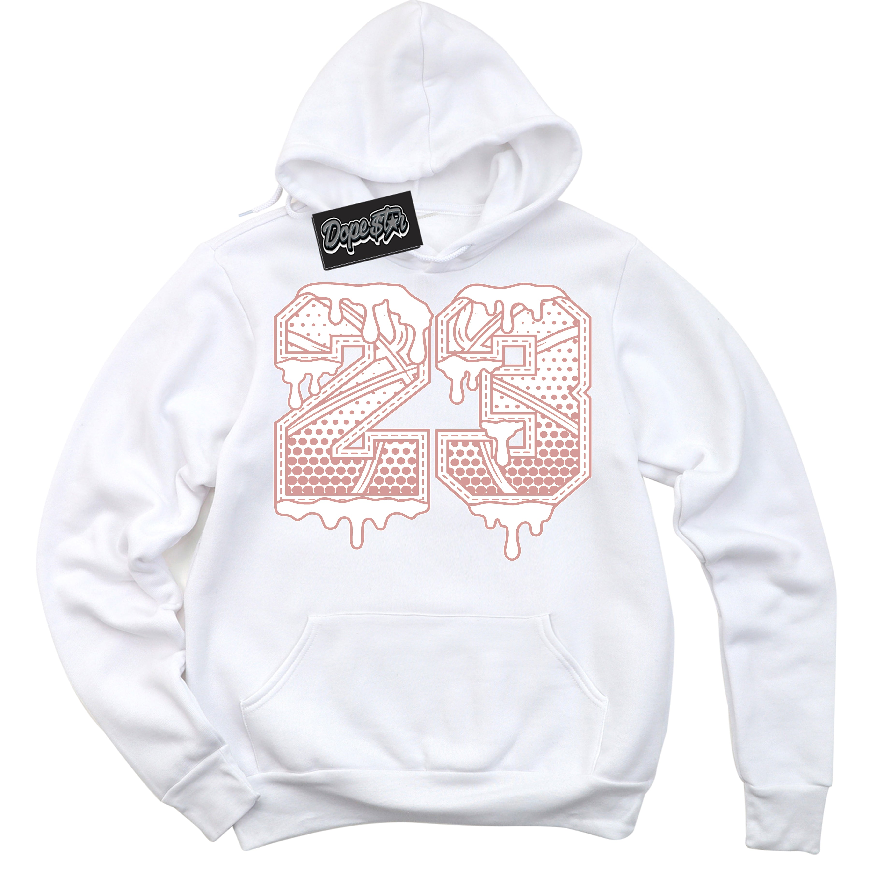 Cool White Hoodie with “ 23 Ball ”  design that Perfectly Matches Legend Pink 11s Jordans.
