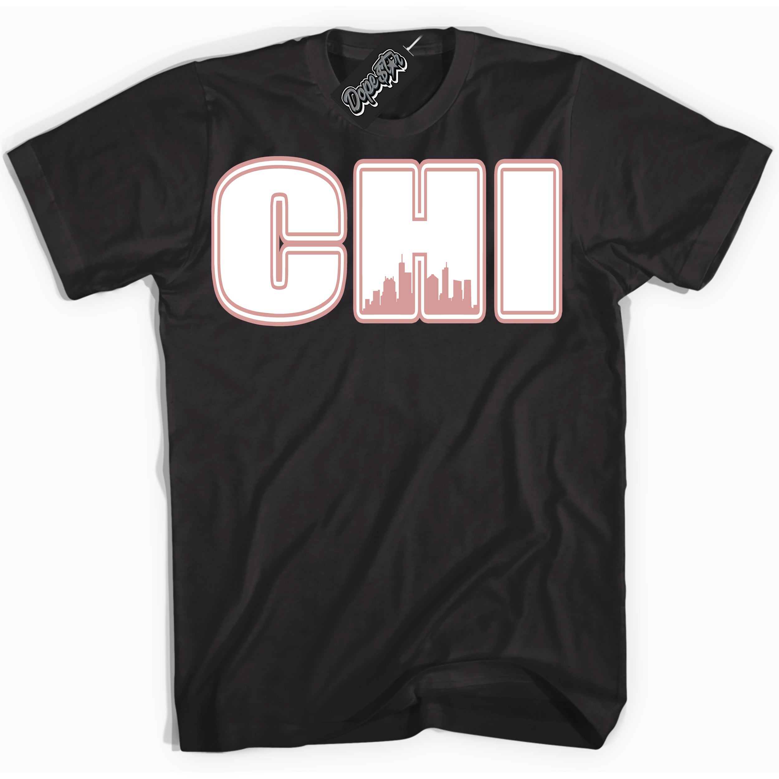 Cool Black Shirt with “ Chicago ” design that perfectly matches Legend Pink 11s Jordans.
