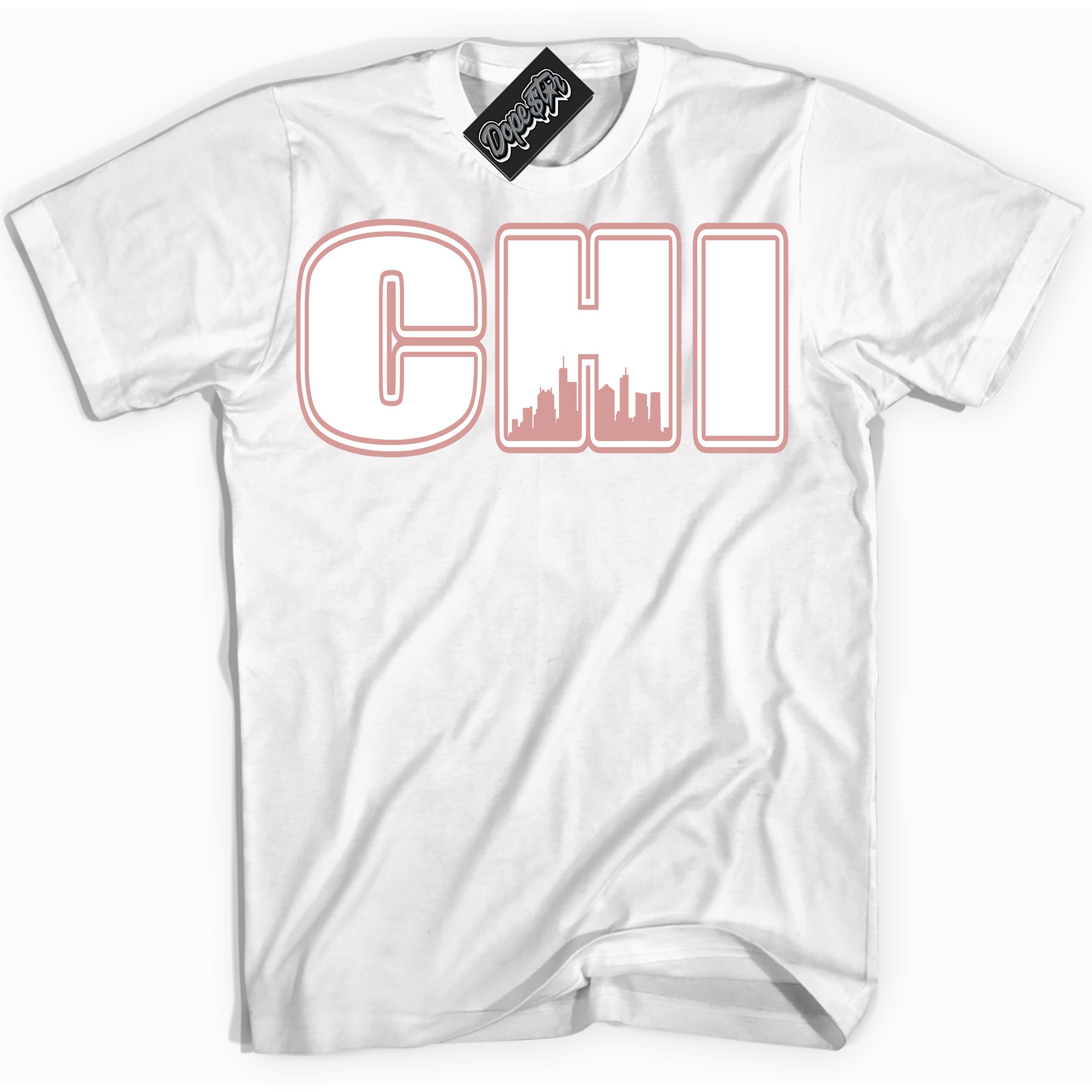 Cool White Shirt with “ Chicago ” design that perfectly matches Legend Pink 11s Jordans.
