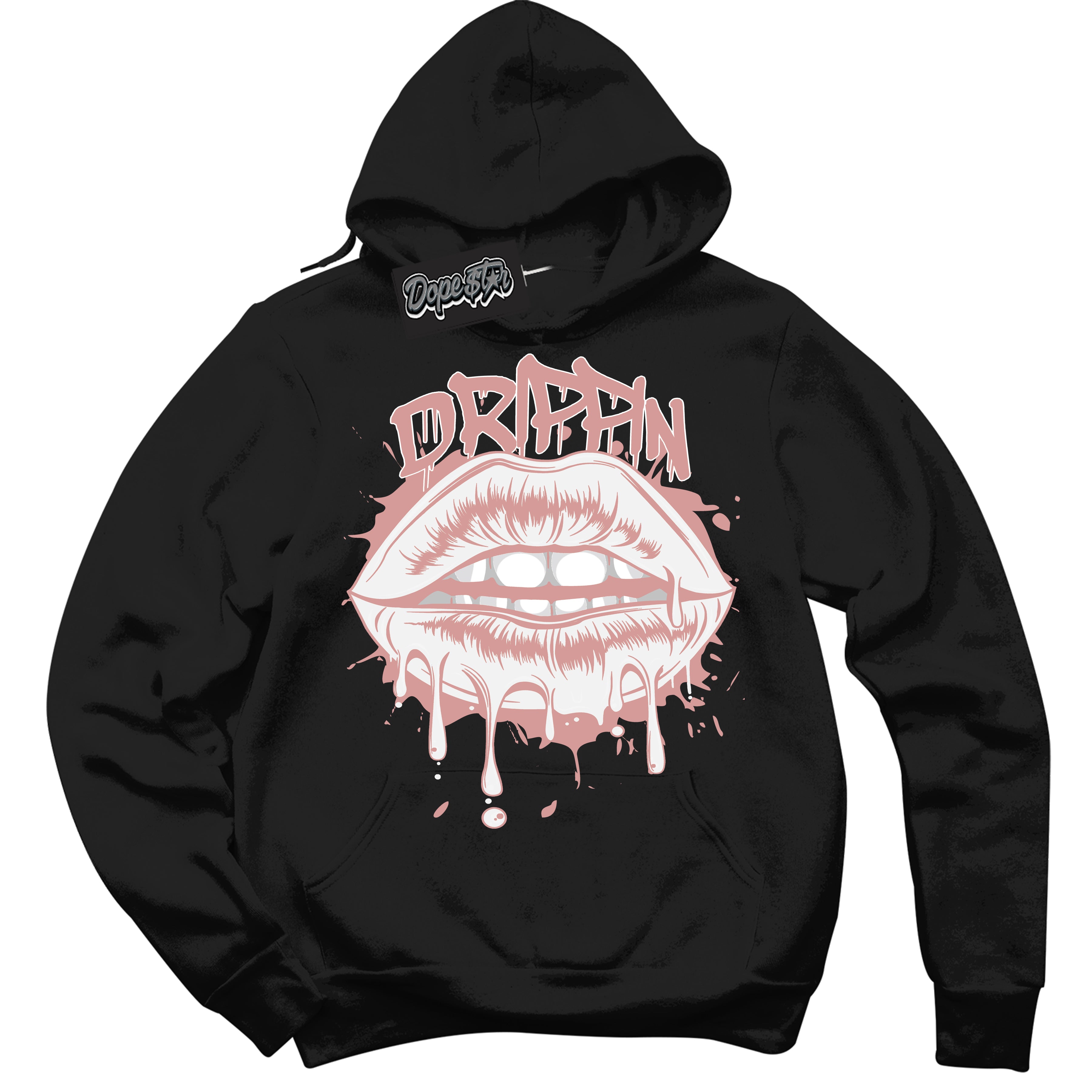 Cool Black Hoodie with “ Drippin ”  design that Perfectly Matches Legend Pink 11s Jordans.
