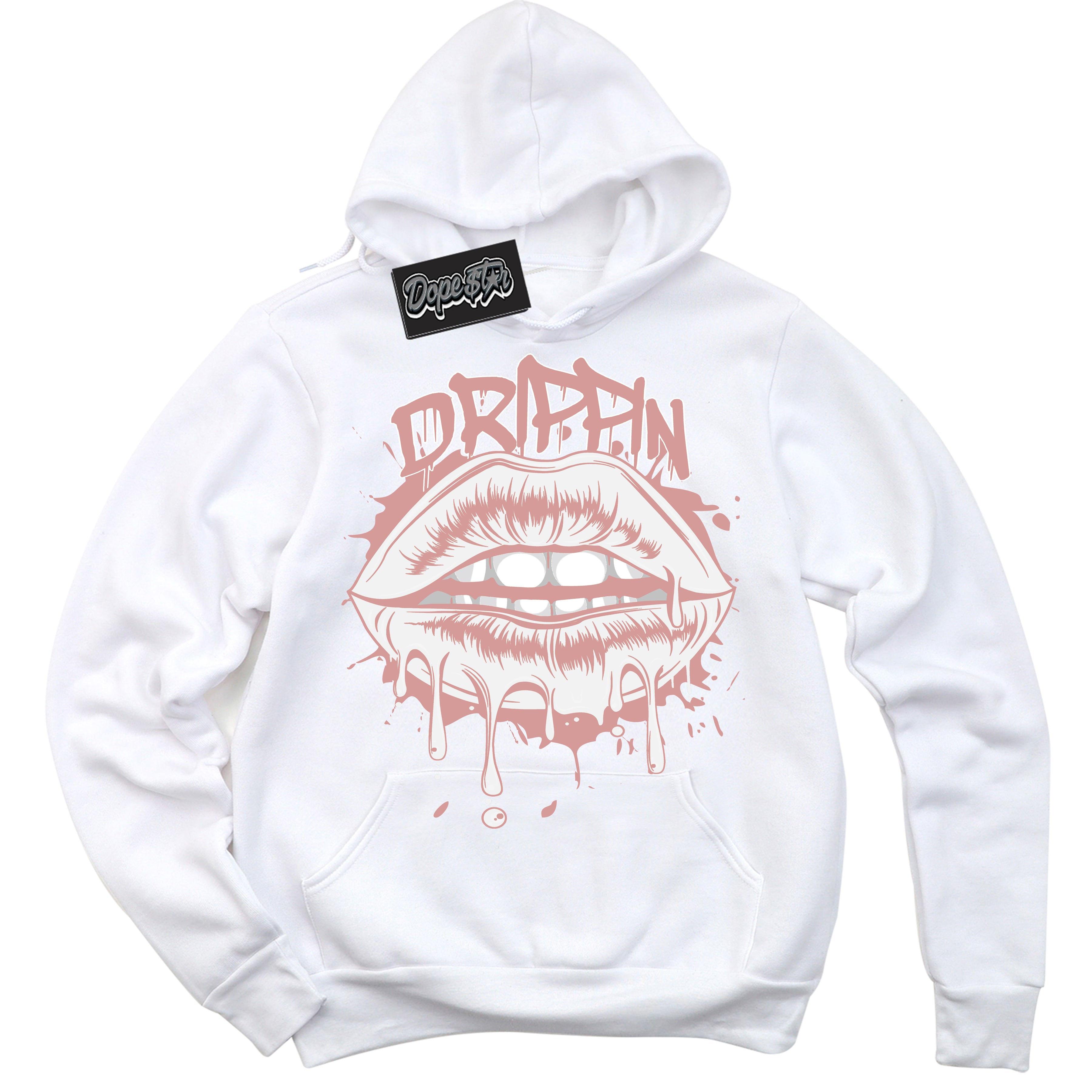 Cool White Hoodie with “ Drippin ”  design that Perfectly Matches Legend Pink 11s Jordans.
