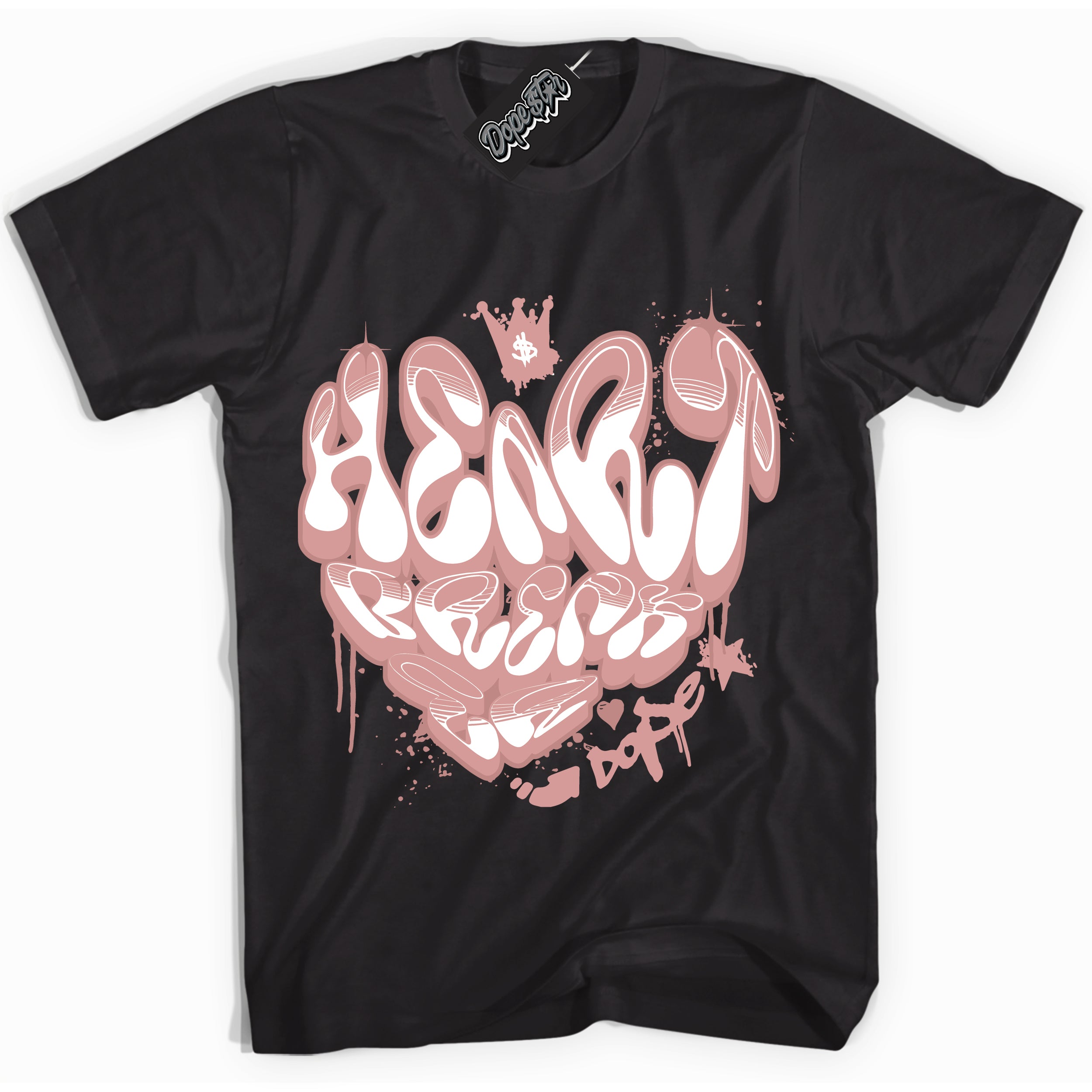 Cool Black Shirt with “ Heartbreaker Graffiti ” design that perfectly matches Legend Pink 11s Jordans.
