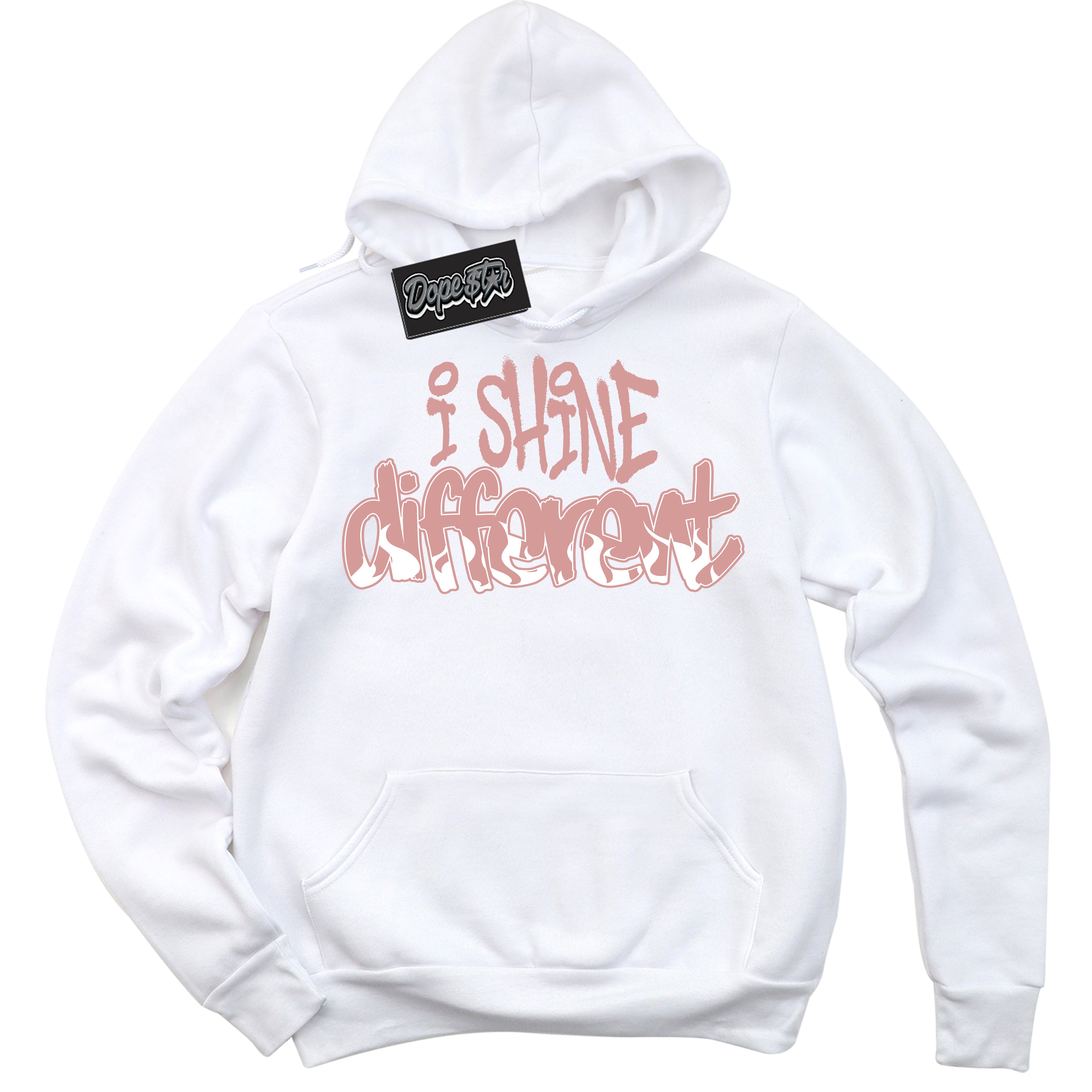 Cool White Hoodie with “ I Shine Different ”  design that Perfectly Matches Legend Pink 11s Jordans.
