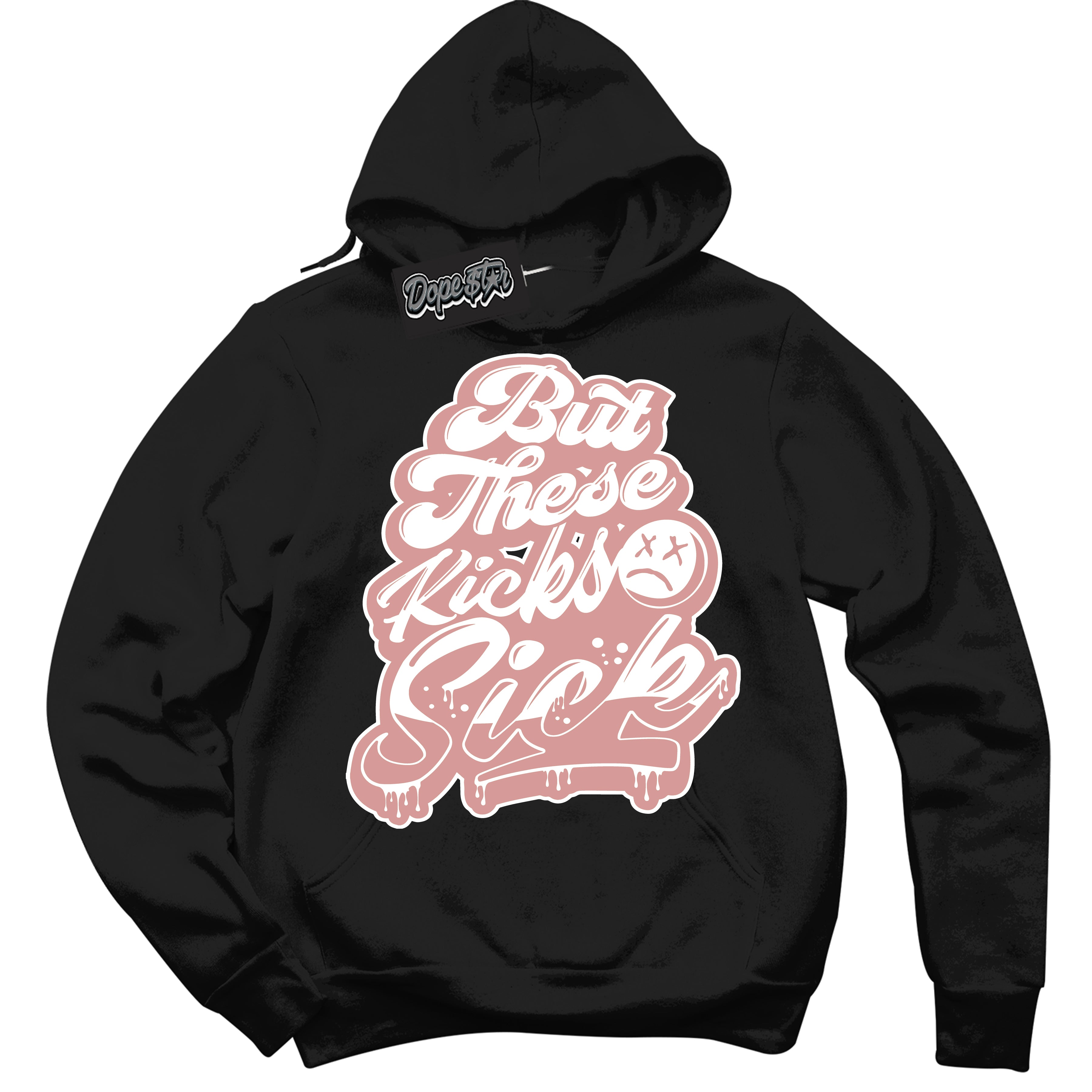 Cool Black Hoodie with “ Kick Sick ”  design that Perfectly Matches Legend Pink 11s Jordans.
