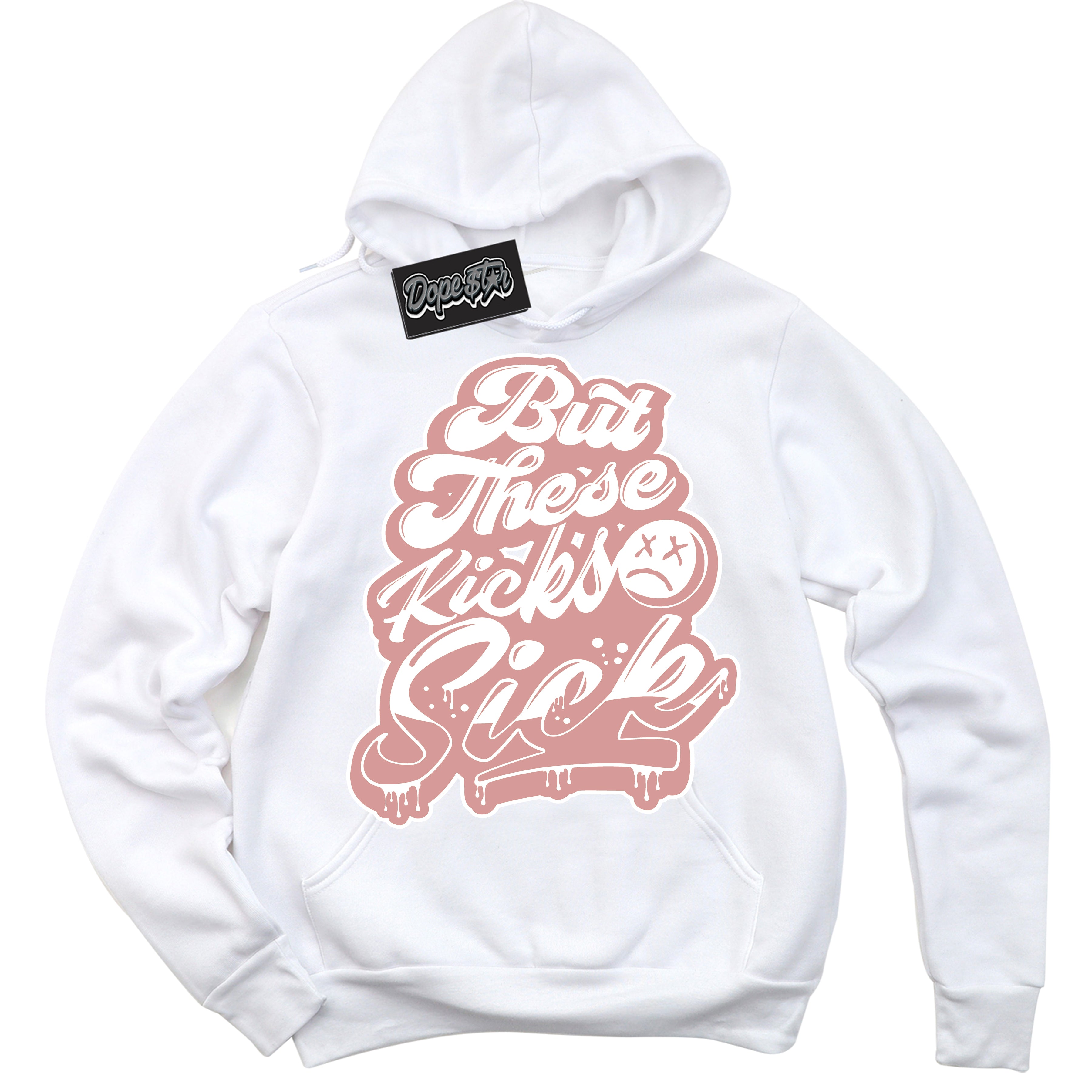 Cool White Hoodie with “ Kick Sick ”  design that Perfectly Matches Legend Pink 11s Jordans.
