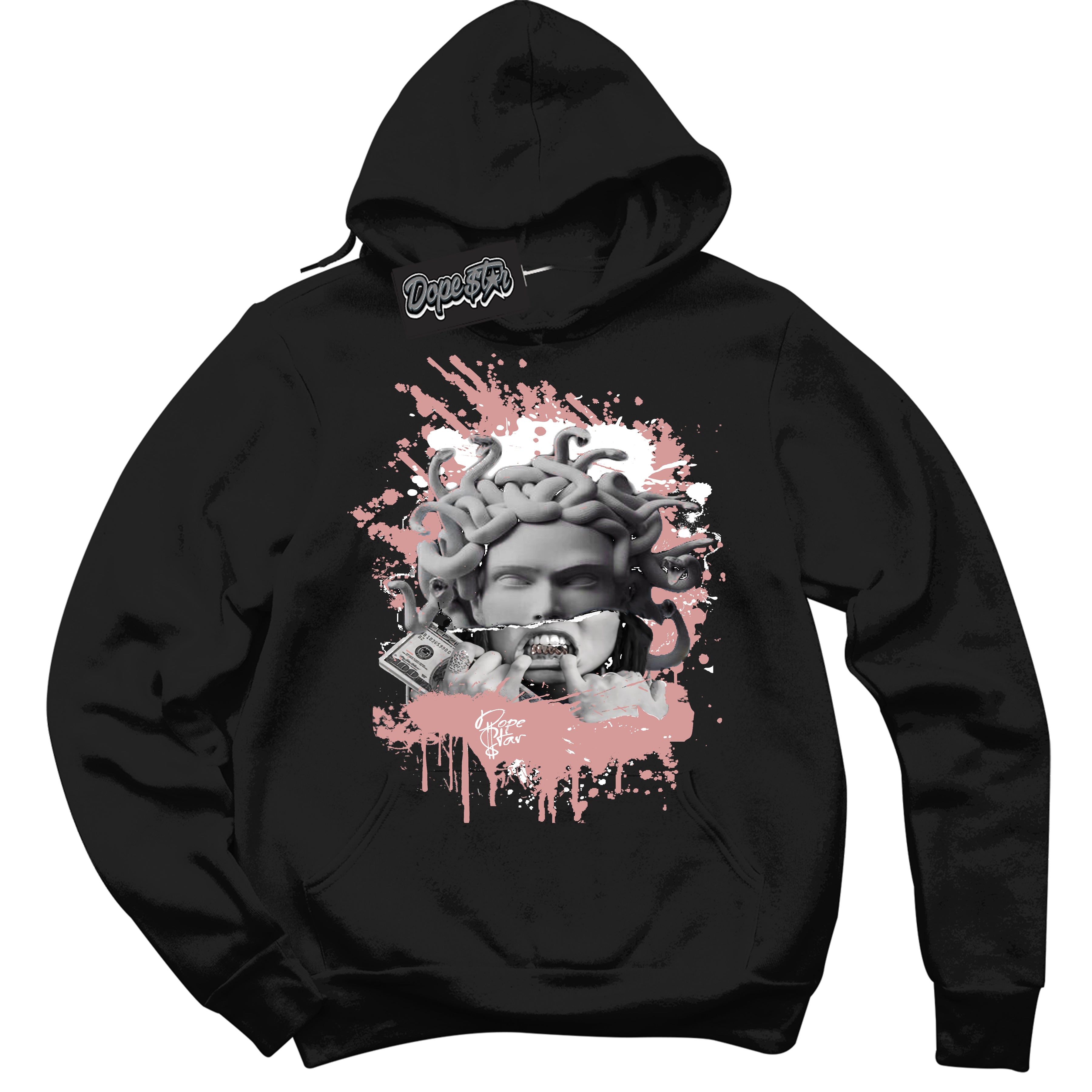 Cool Black Hoodie with “ Medusa ”  design that Perfectly Matches Legend Pink 11s Jordans.
