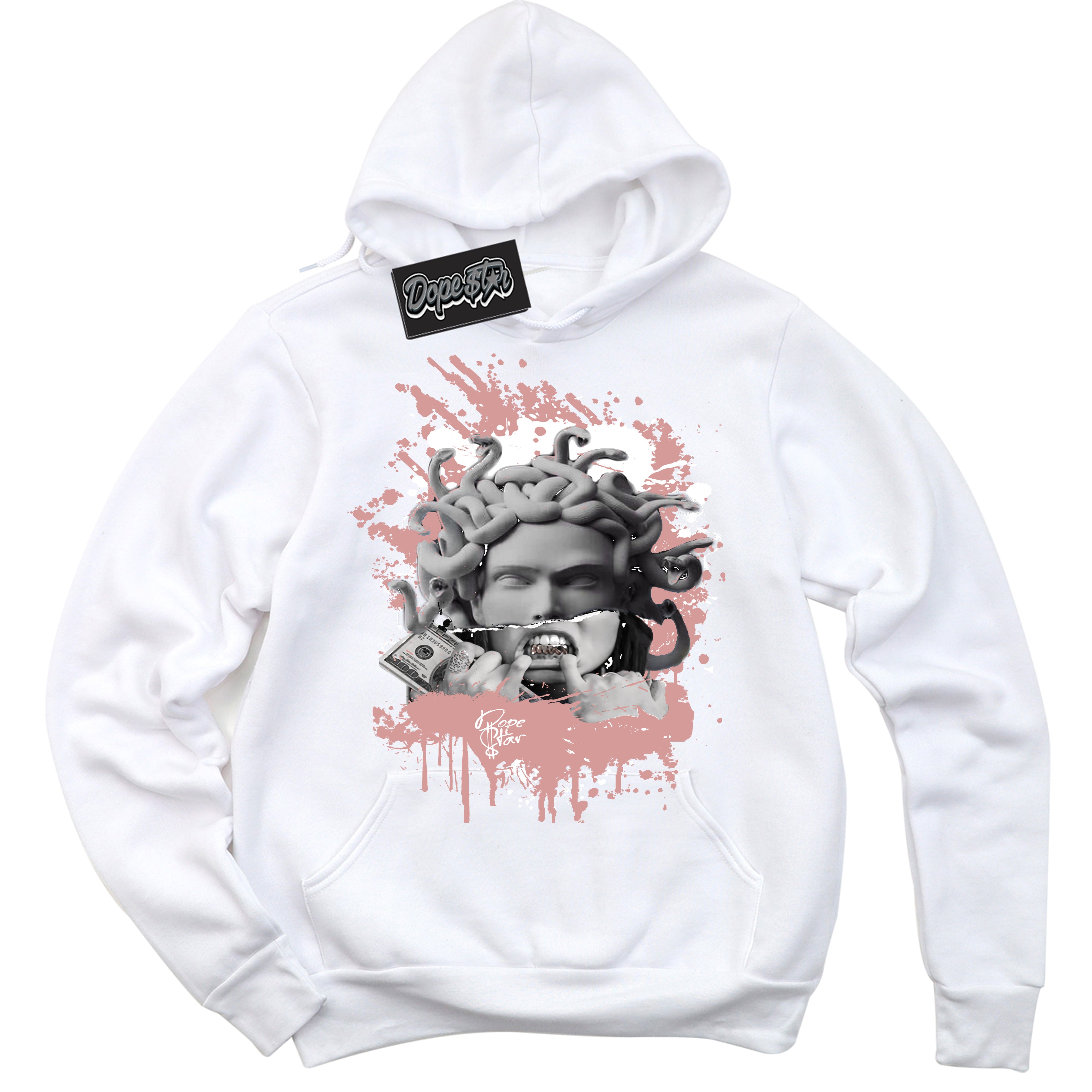 Cool White Hoodie with “ Medusa ”  design that Perfectly Matches Legend Pink 11s Jordans.
