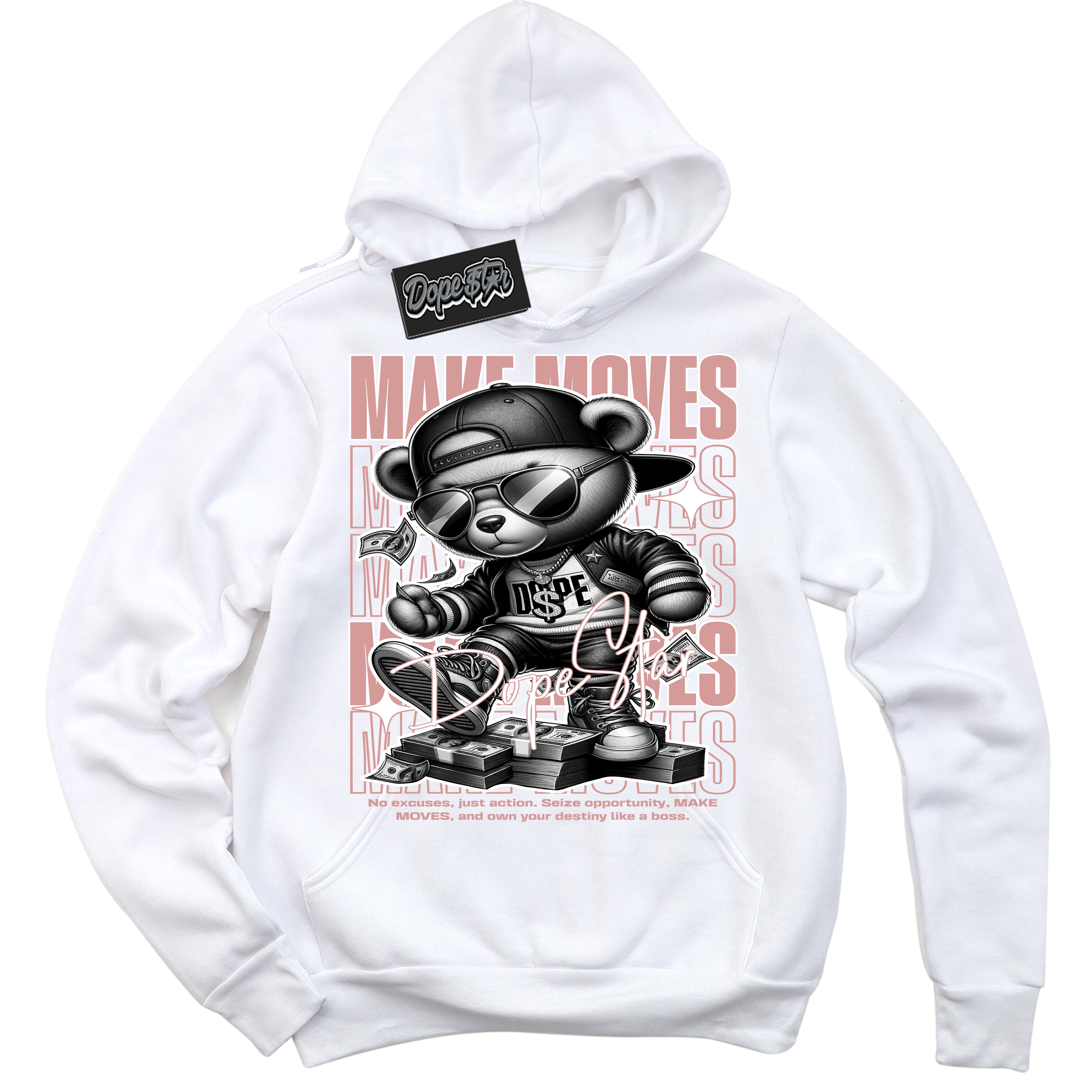 Cool White Hoodie with “ Makin Moves ”  design that Perfectly Matches Legend Pink 11s Sneakers.