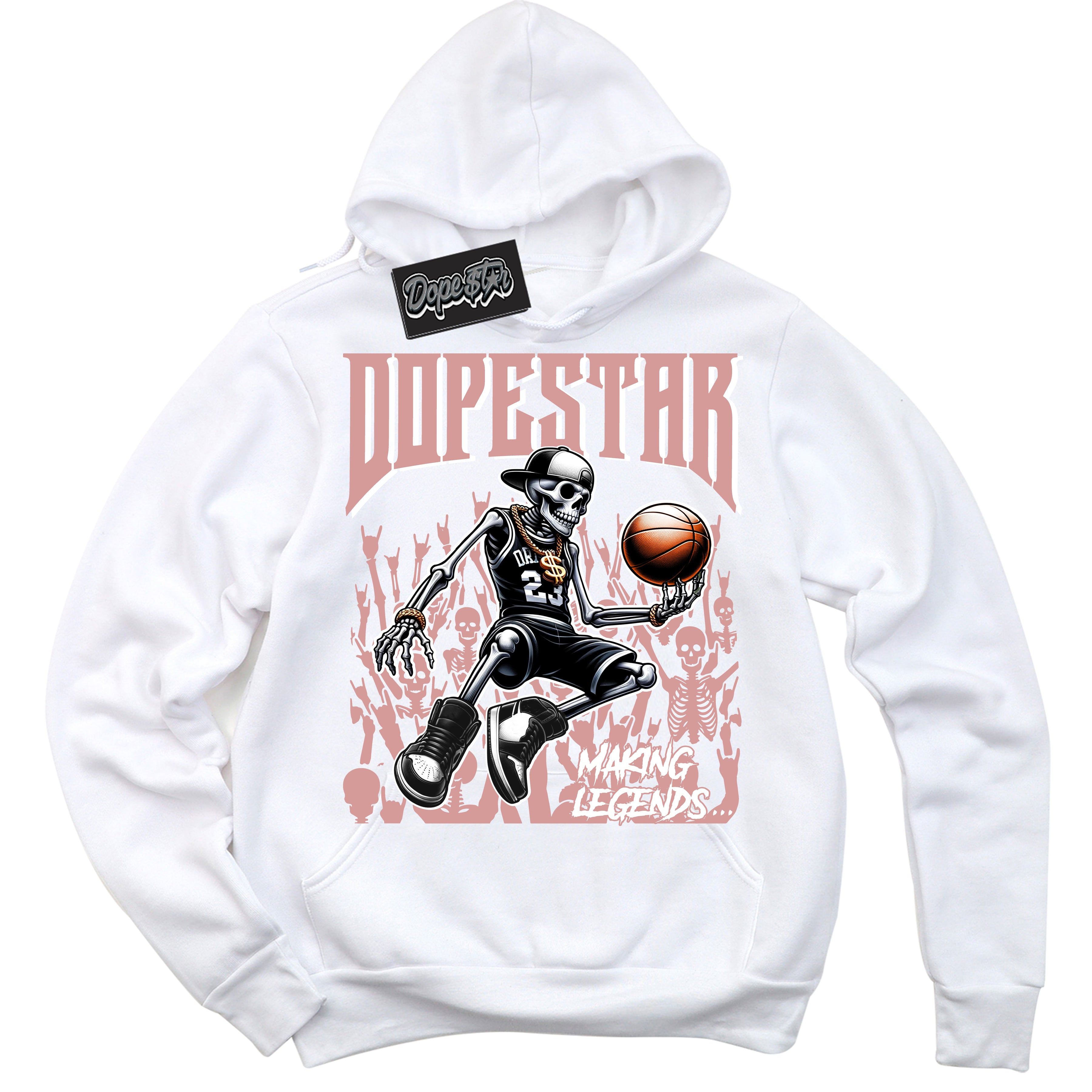 Cool White Hoodie with “ Making Legends ”  design that Perfectly Matches Legend Pink 11s Sneakers.