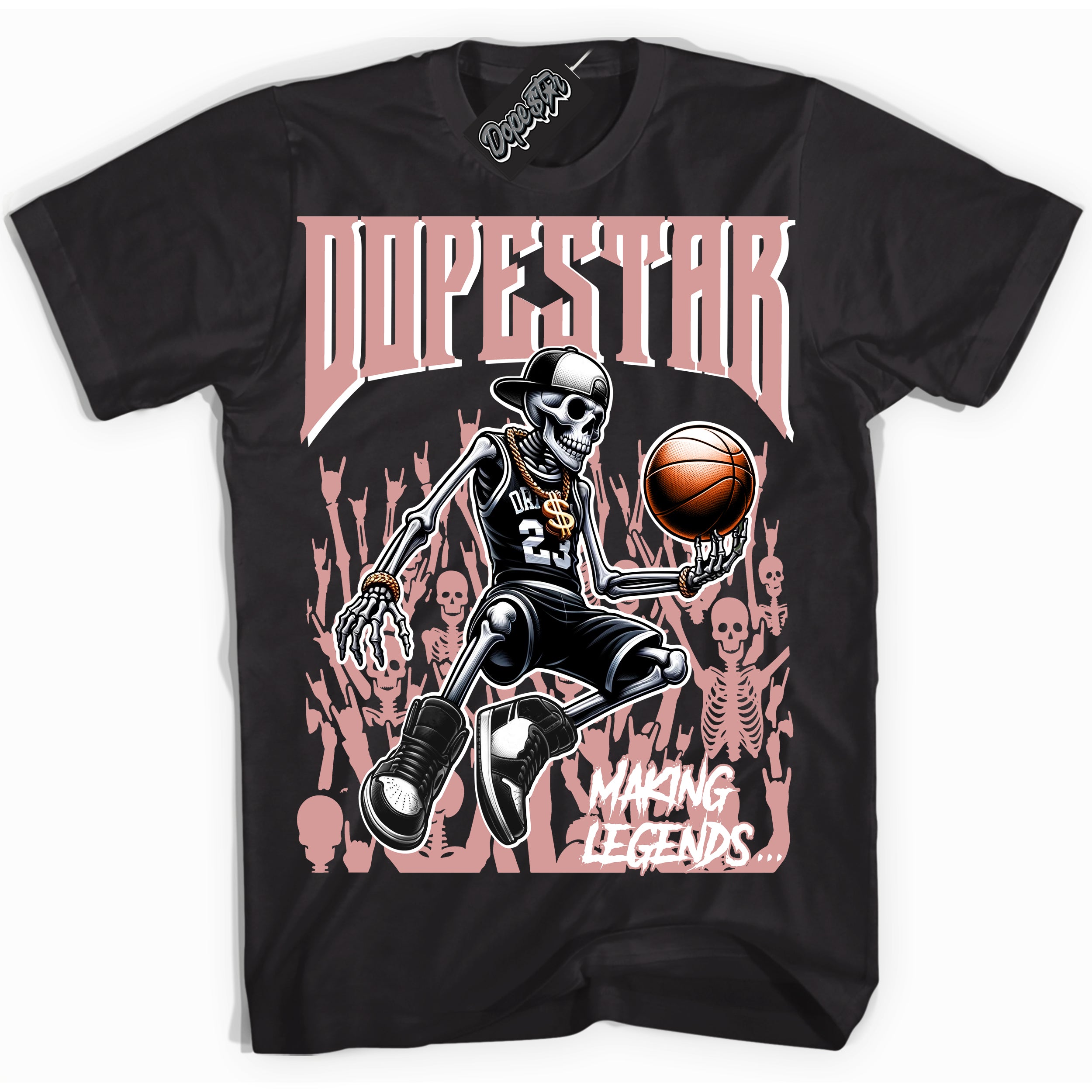 Cool Black Shirt with “ Making Legends ” design that perfectly matches Legend Pink 11s Sneakers.