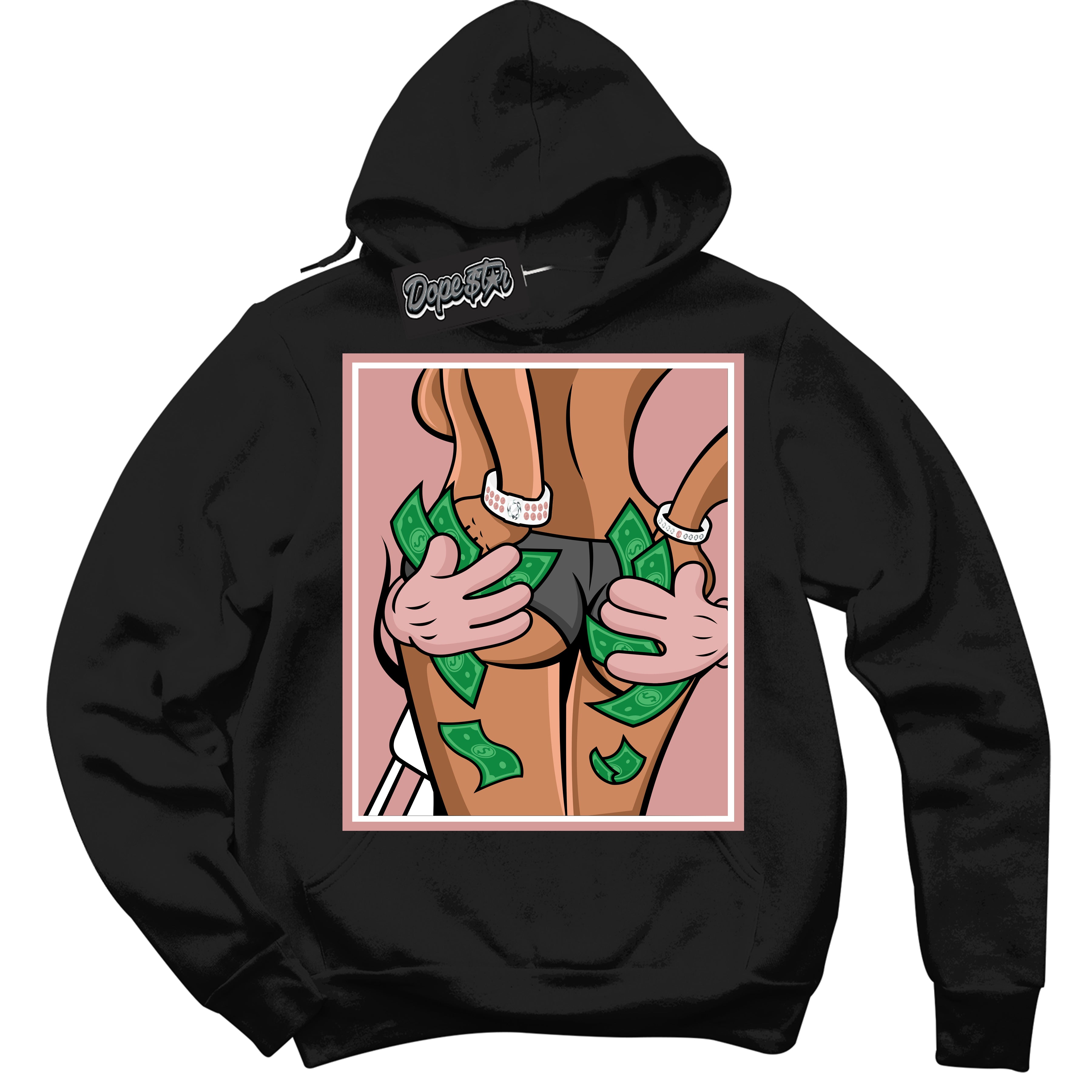 Cool Black Hoodie with “ Money Hands ”  design that Perfectly Matches Legend Pink 11s Jordans.
