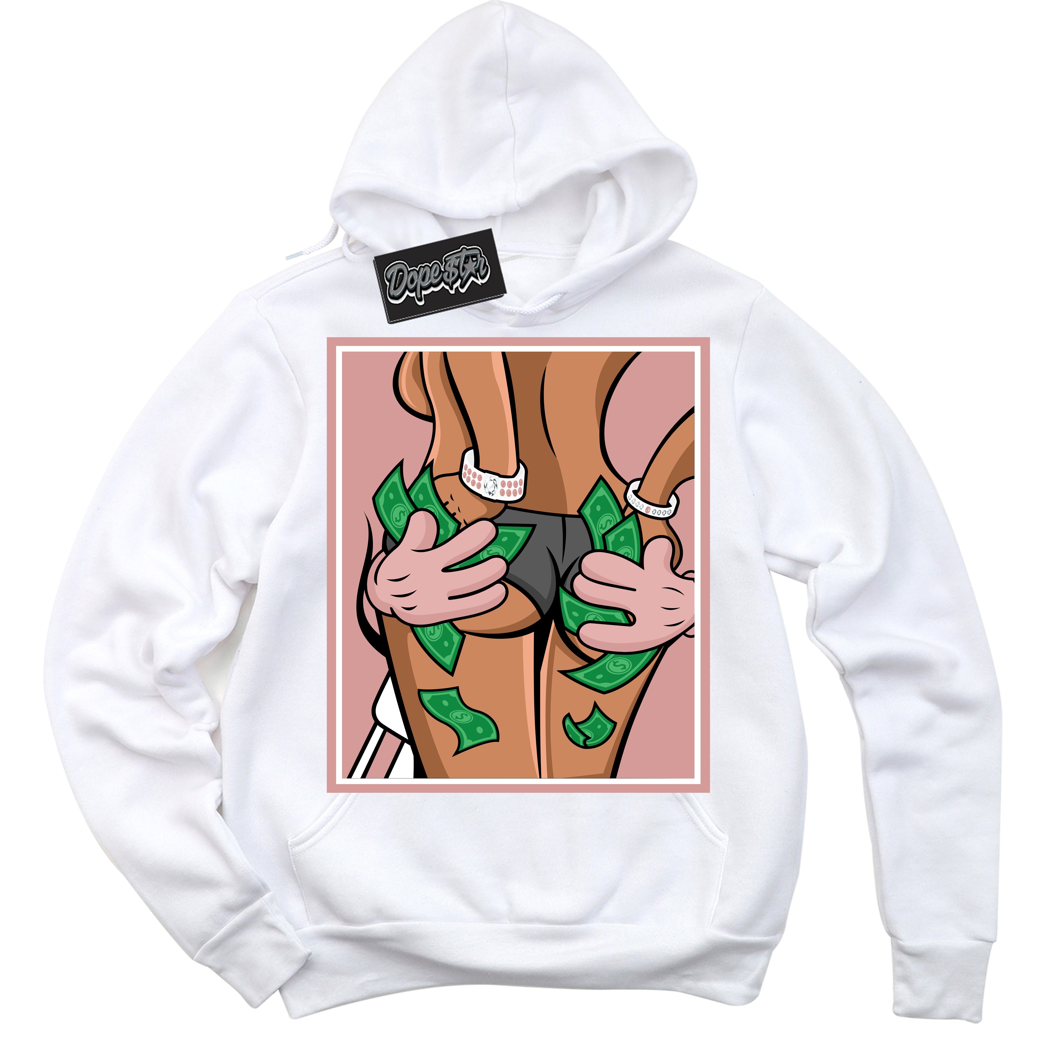 Cool White Hoodie with “ Money Hands ”  design that Perfectly Matches Legend Pink 11s Jordans.
