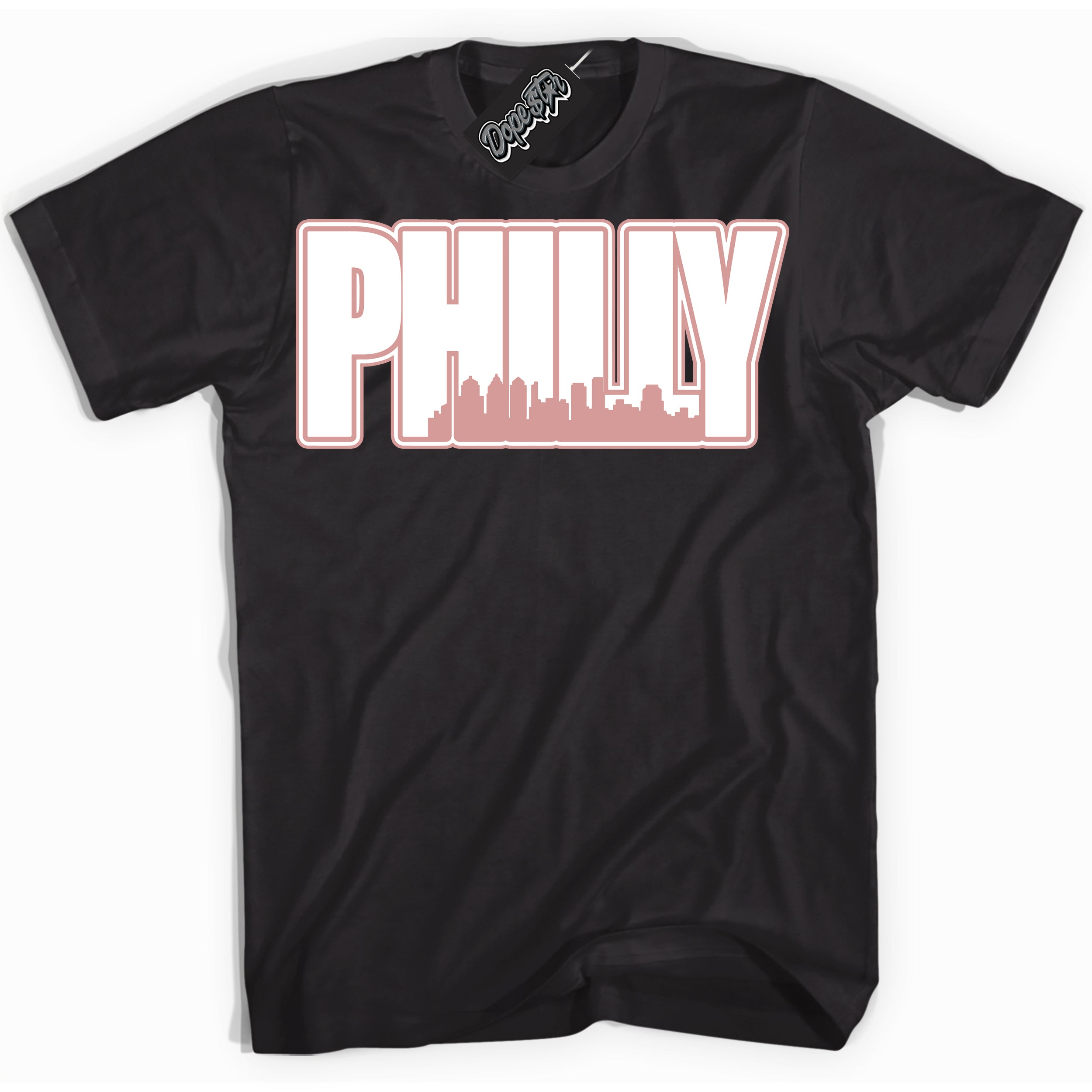 Cool Black Shirt with “ Philly ” design that perfectly matches Legend Pink 11s Jordans.
