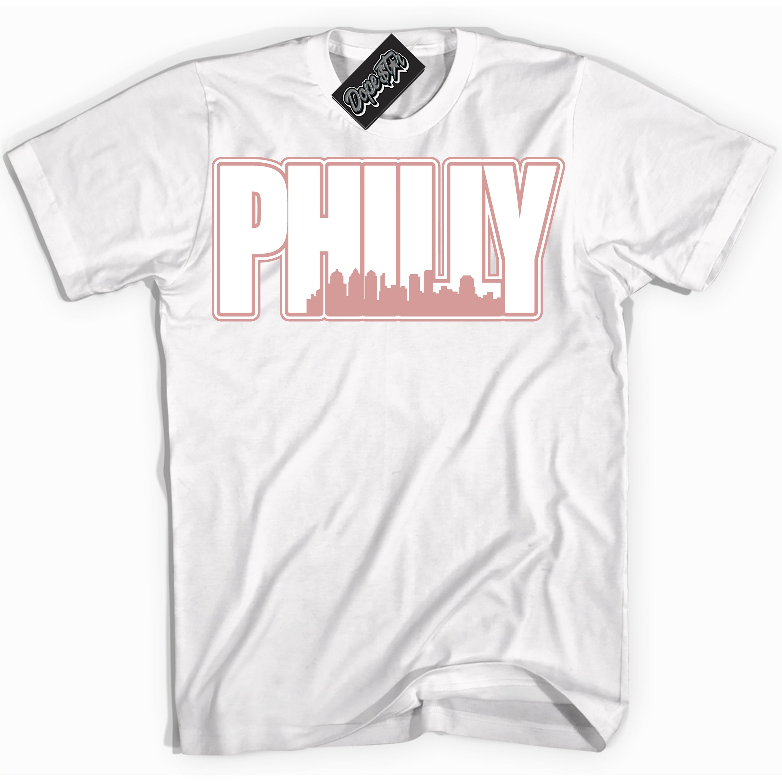 Cool White Shirt with “ Philly ” design that perfectly matches Legend Pink 11s Jordans.
