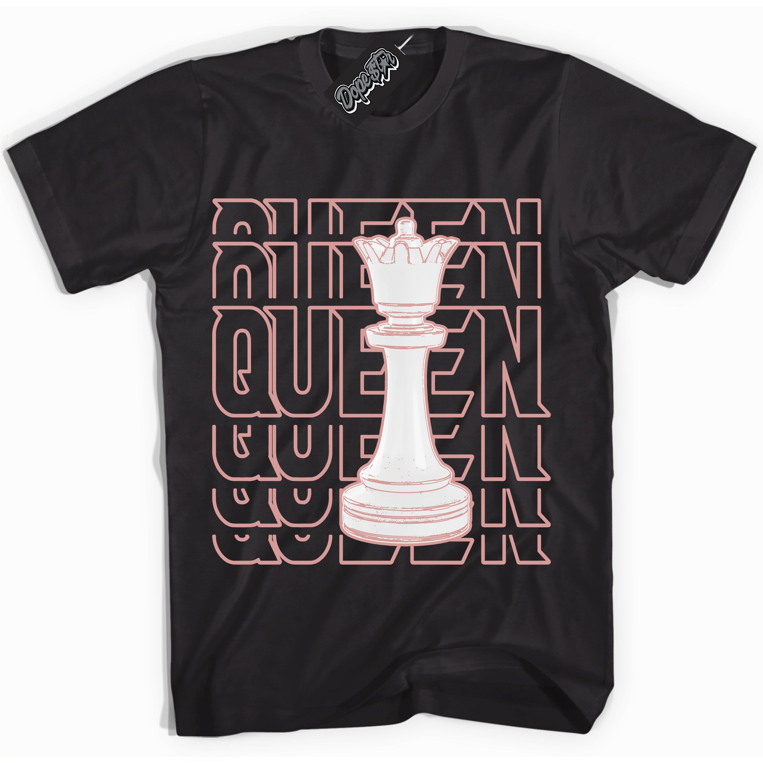 Cool Black Shirt with “ Queen Chess ” design that perfectly matches Legend Pink 11s Jordans.
