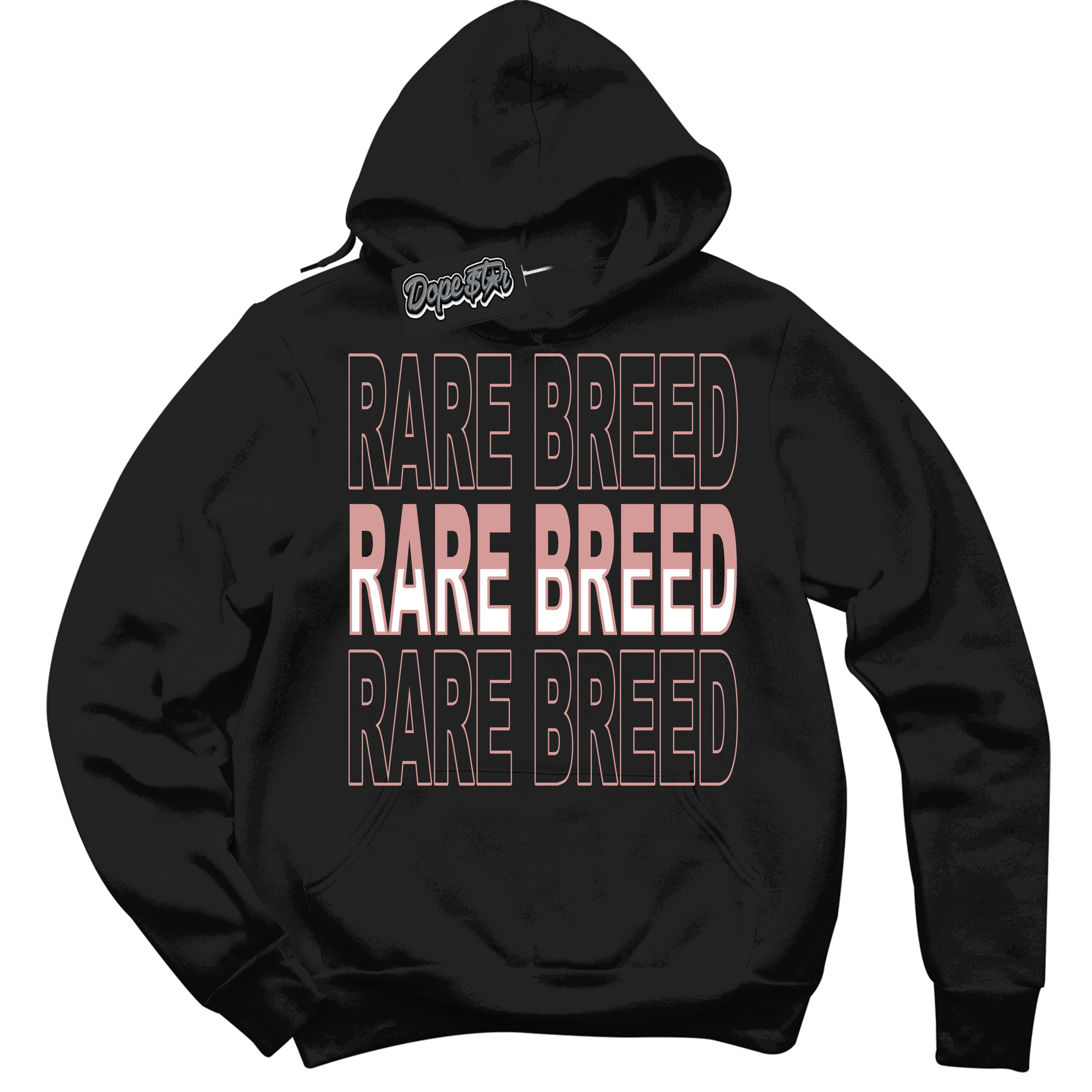 Cool Black Hoodie with “ Rare Breed ”  design that Perfectly Matches Legend Pink 11s Jordans.
