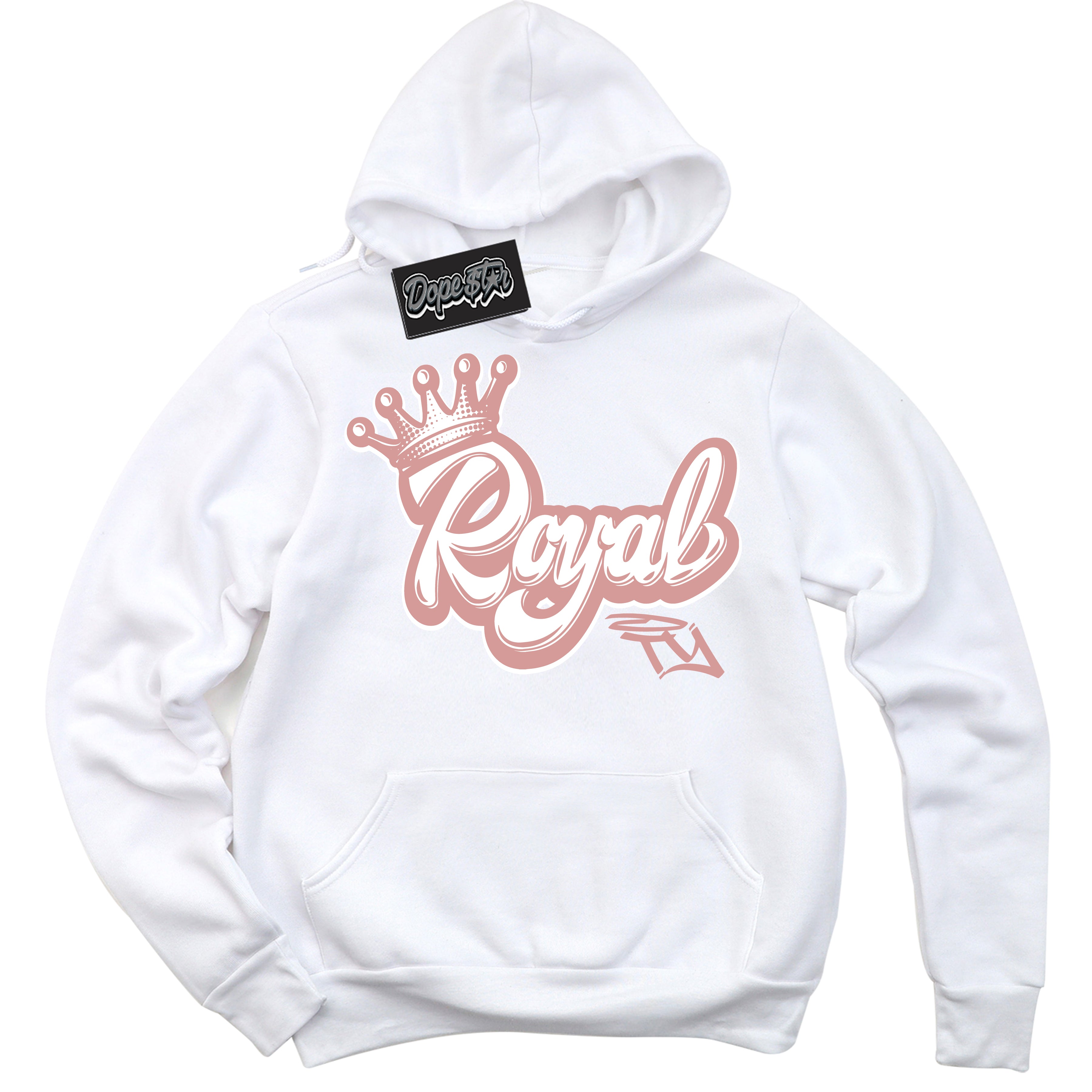 Cool White Hoodie with “ Royalty ”  design that Perfectly Matches Legend Pink 11s Jordans.
