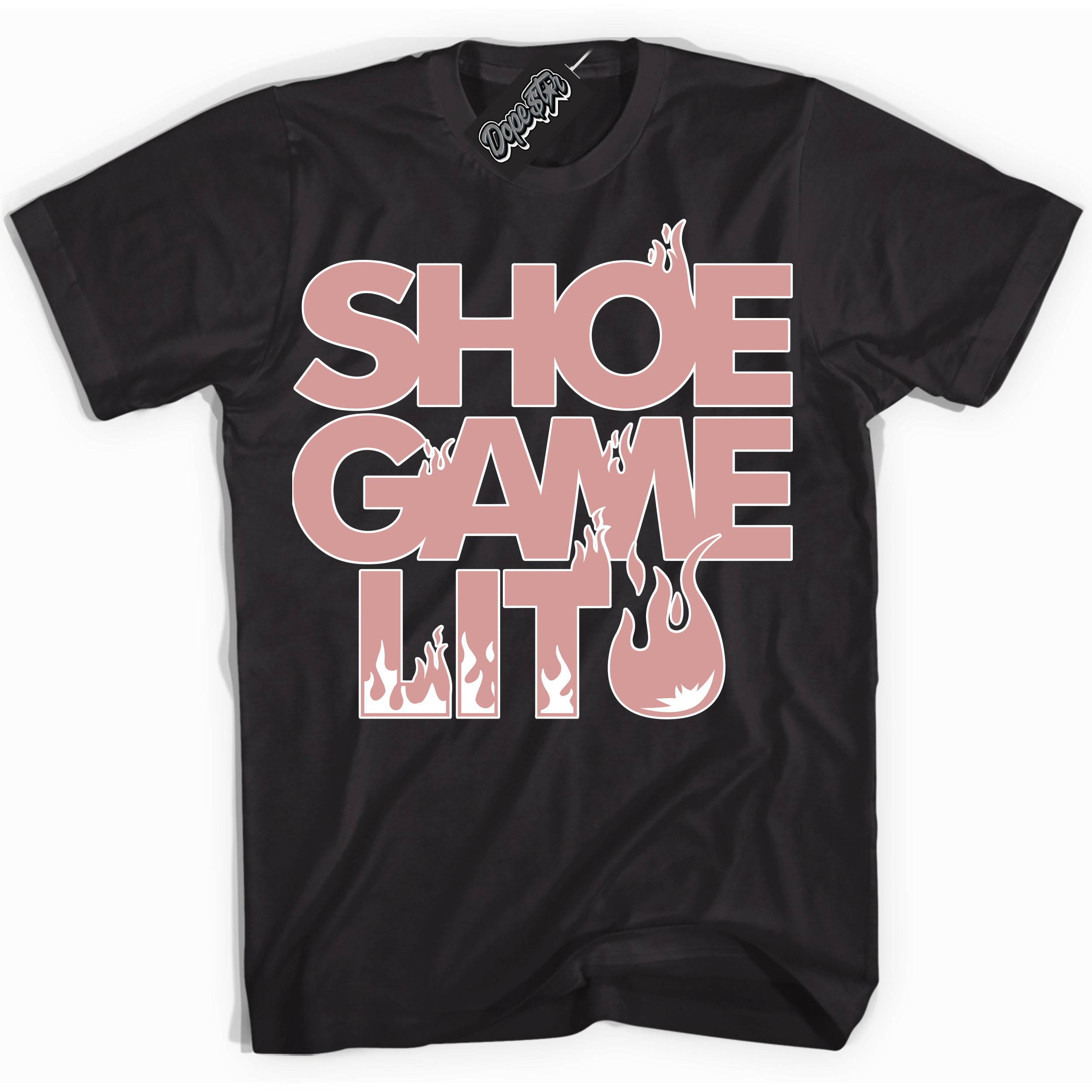 Cool Black Shirt with “ Shoe Game Lit ” design that perfectly matches Legend Pink 11s Jordans.
