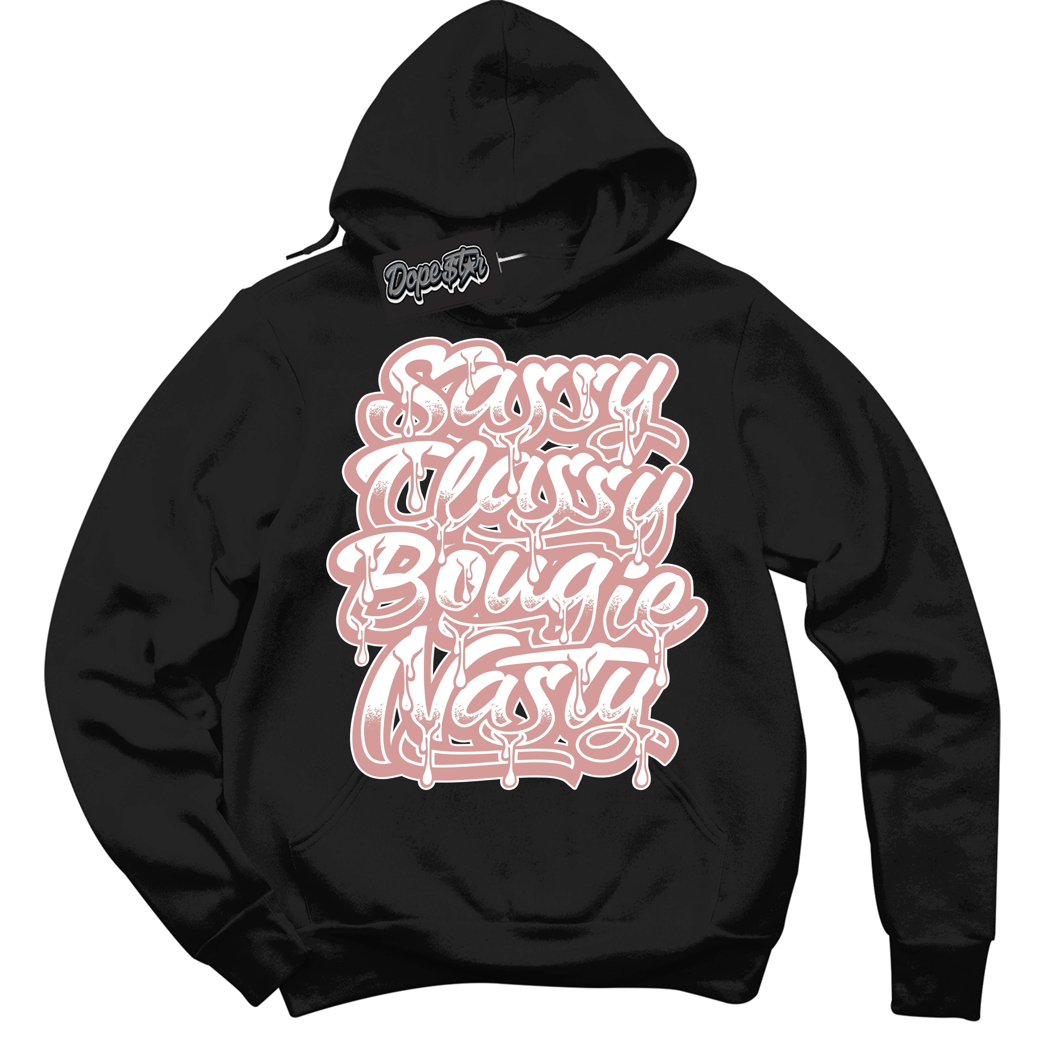 Cool Black Hoodie with “ Sassy Classy ”  design that Perfectly Matches Legend Pink 11s Jordans.
