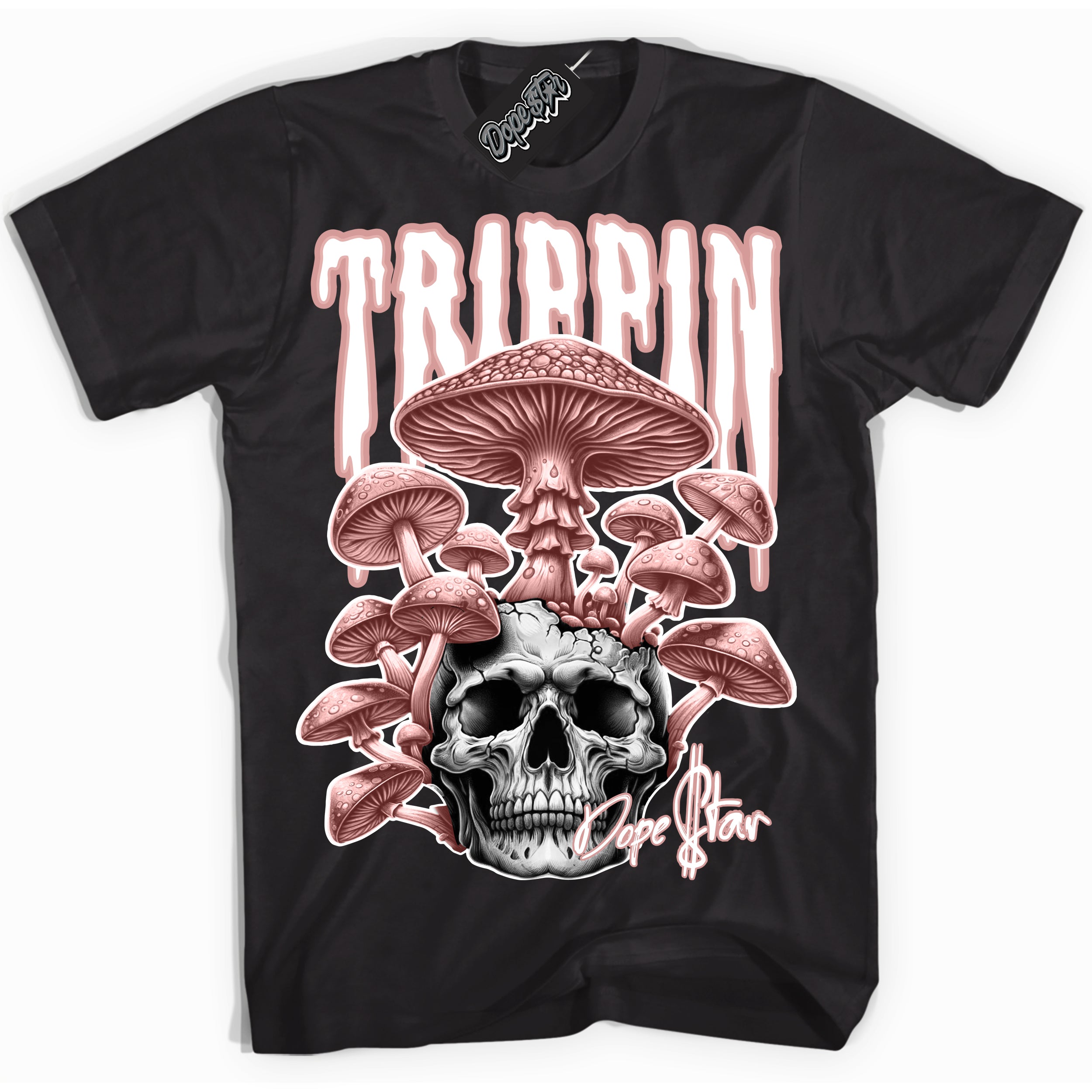 Cool Black Shirt with “Trippin” design that perfectly matches the Legend Pink 11s Sneakers.