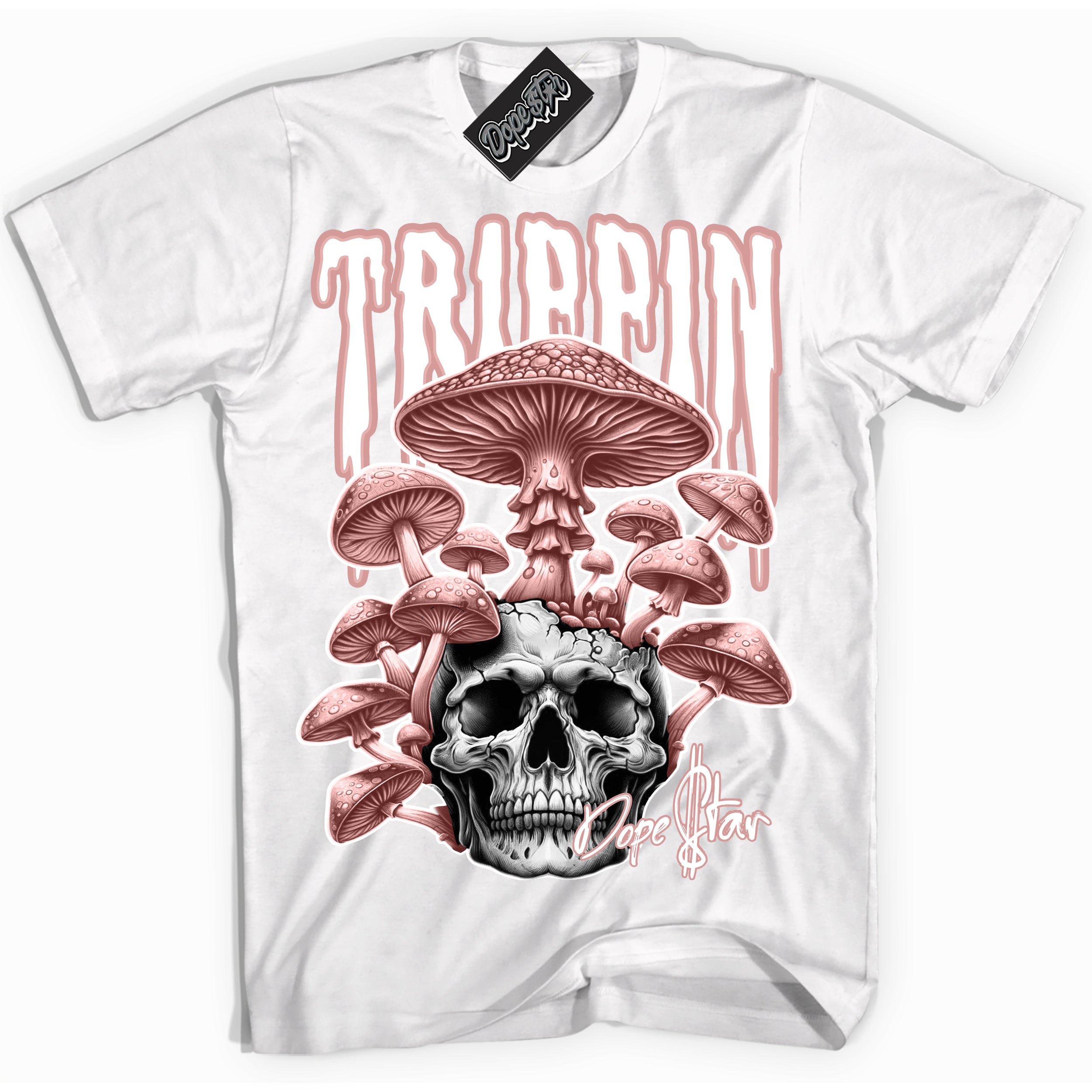 Cool White Shirt with “Trippin” design that perfectly matches the Legend Pink 11s Sneakers.