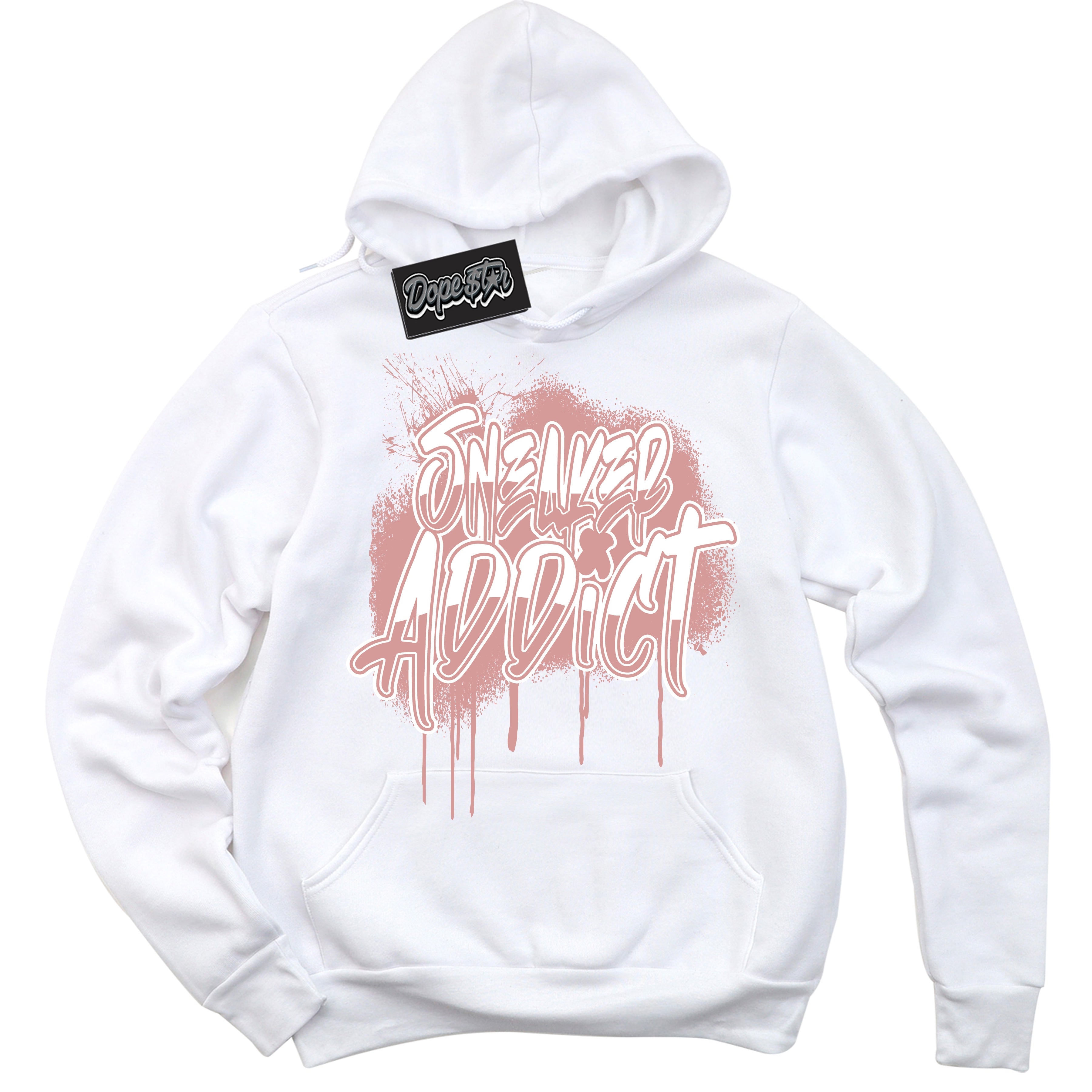 Cool White Hoodie with “ Sneaker Addict ”  design that Perfectly Matches Legend Pink 11s Jordans.
