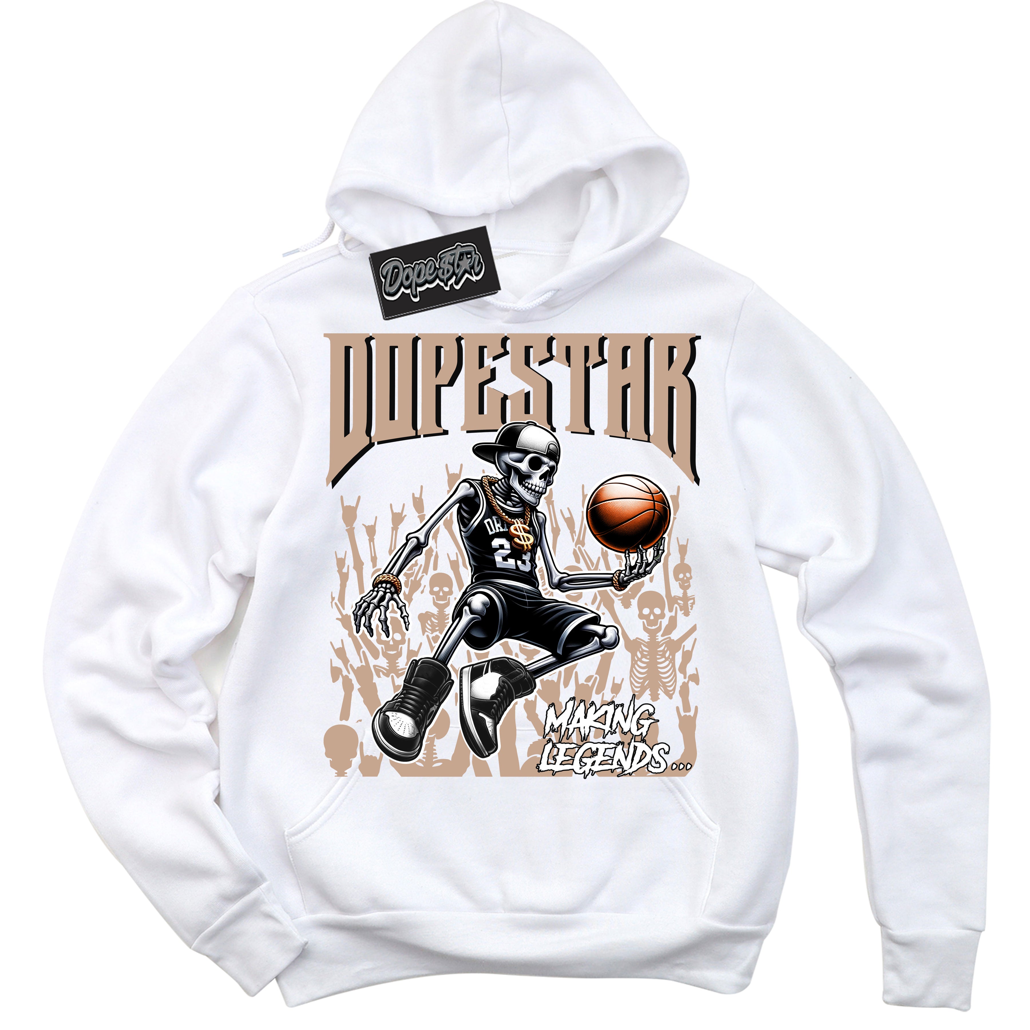 Cool White Hoodie with “ Making Legends ”  design that Perfectly Matches Neapolitan 11s Sneakers.