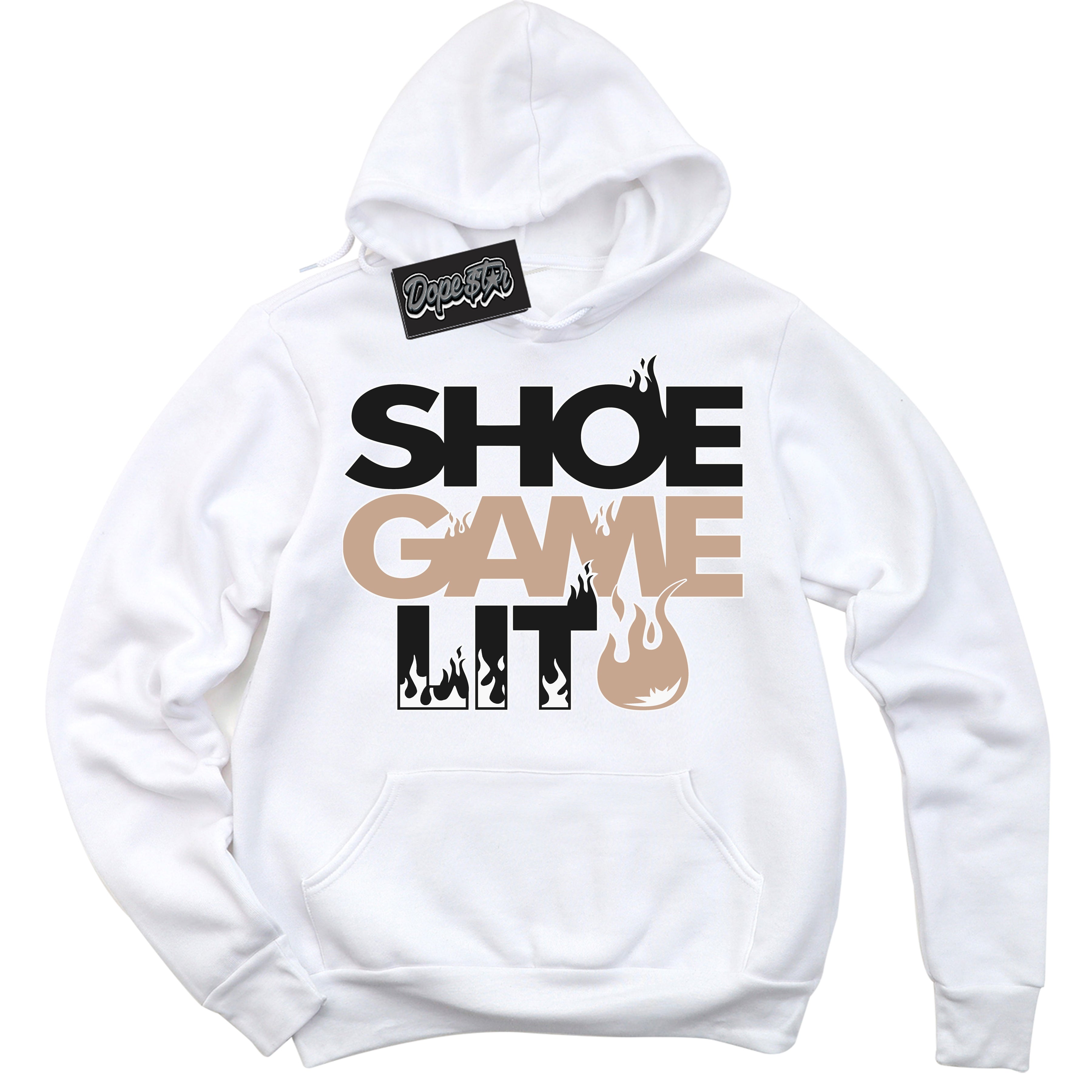 Cool White Hoodie with “ Shoe Game Lit '' design that Perfectly Matches  Neapolitan 11s Sneakers.