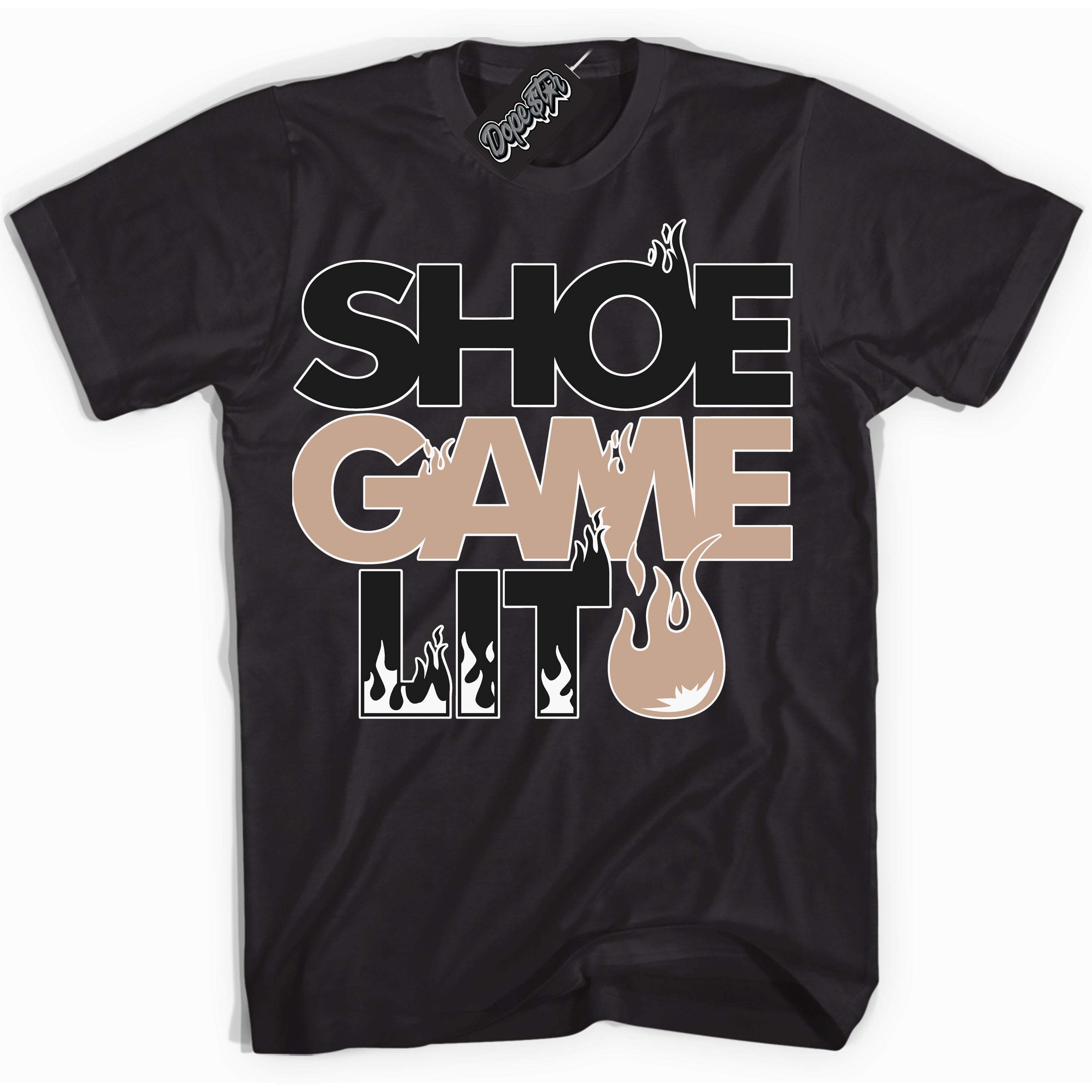 Cool Black Shirt with “ Shoe Game Lit ” design that perfectly matches Neapolitan 11s Sneakers.