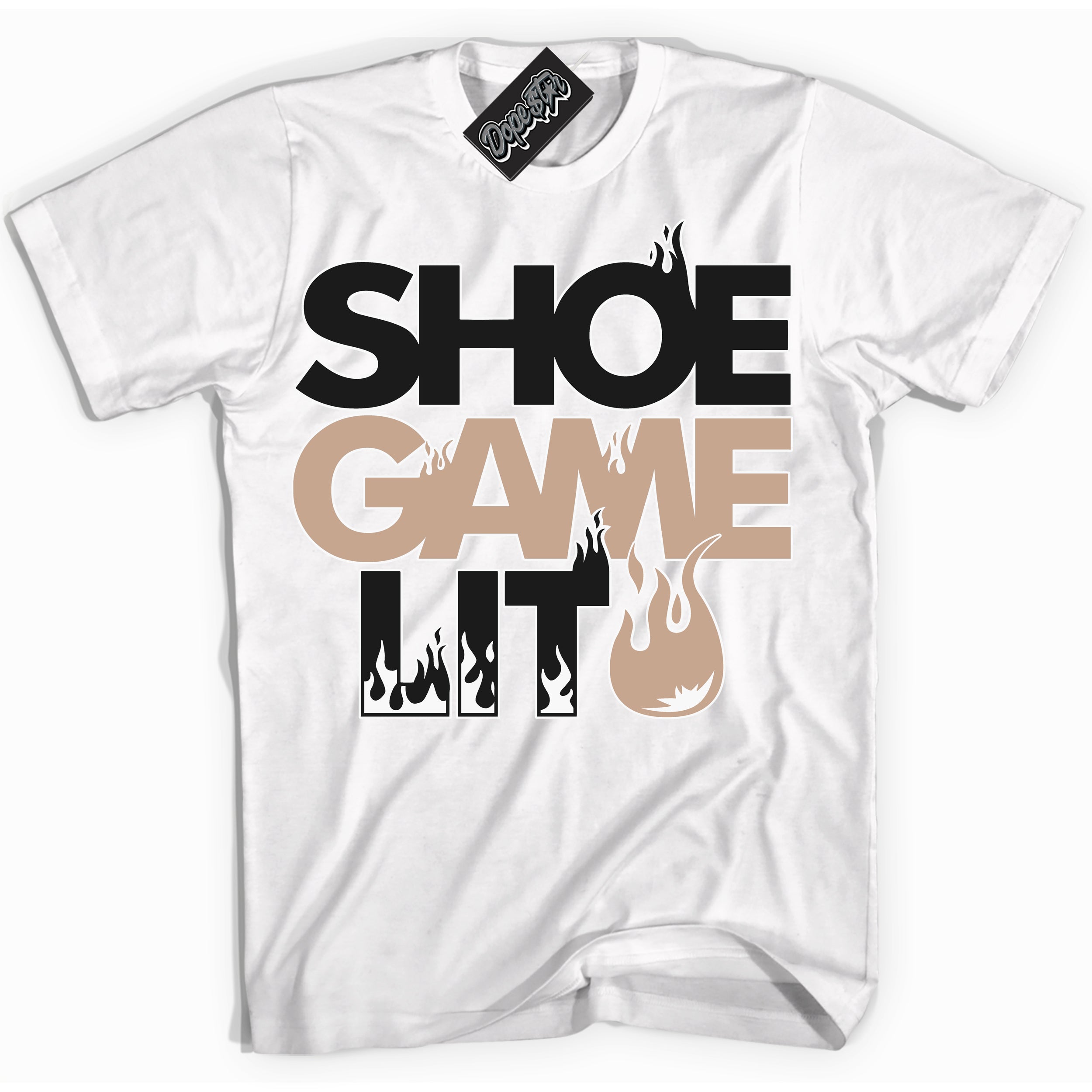 Cool White Shirt with “ Shoe Game Lit ” design that perfectly matches Neapolitan 11s Sneakers.