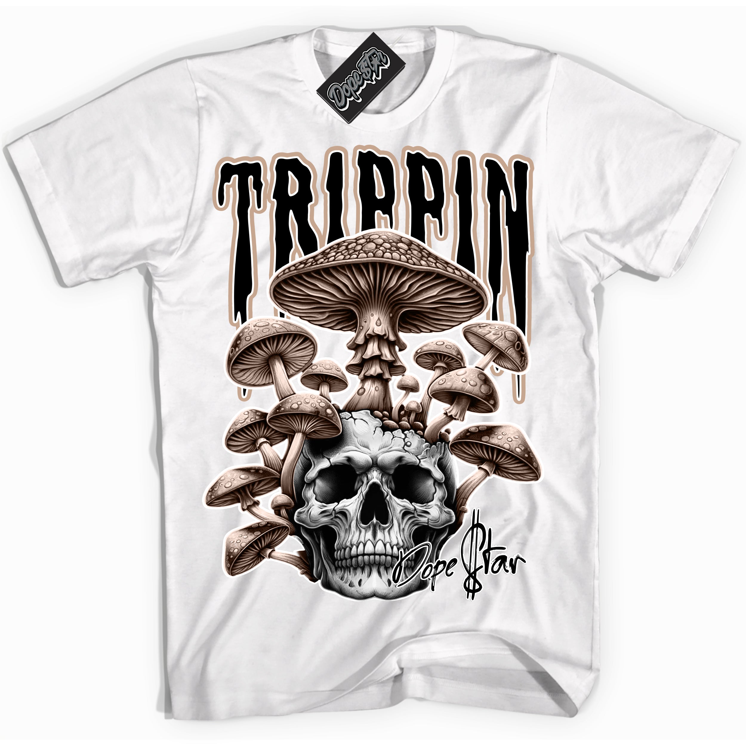 Cool White Shirt with “ Trippin” design that perfectly matches Neapolitan 11s Sneakers.