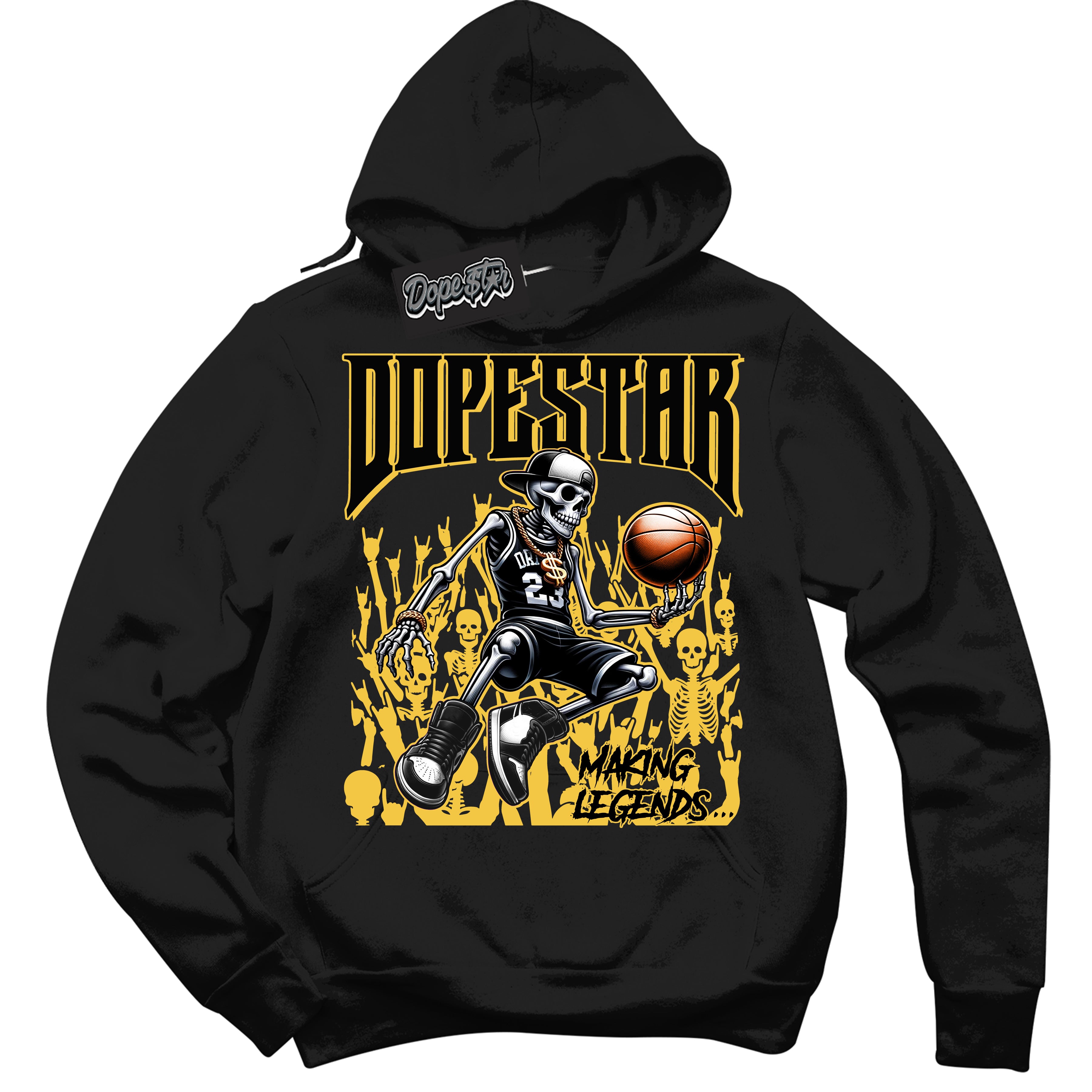 Cool Black Hoodie with “ Making Legends ”  design that Perfectly Matches Black Taxi 12s Sneakers.