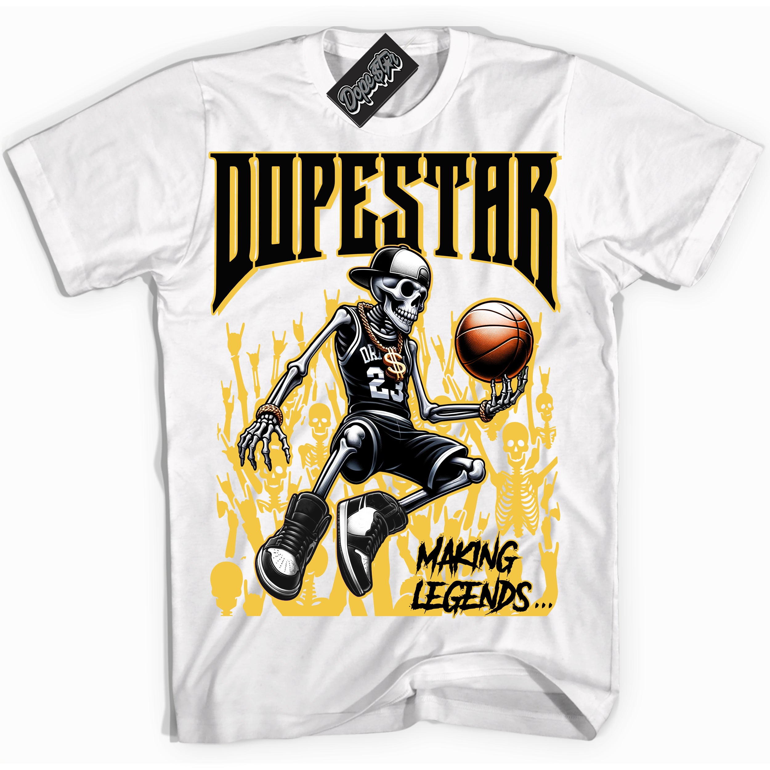 Cool White Shirt with “ Making Legends ” design that perfectly matches Black Taxi 12s Sneakers.