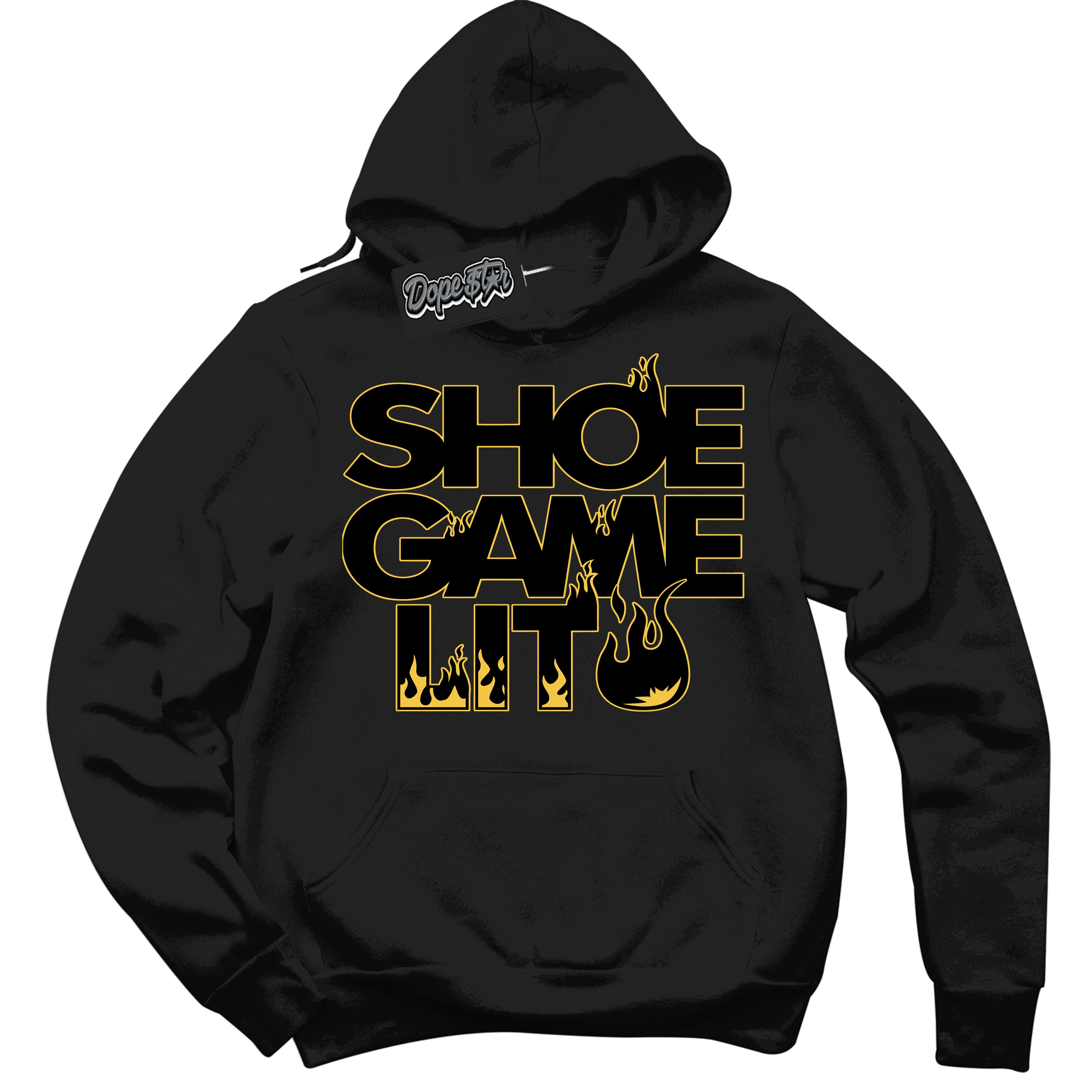 Cool Black Hoodie with “ Shoe Game Lit '' design that Perfectly Matches  Black Taxi 12s Sneakers.